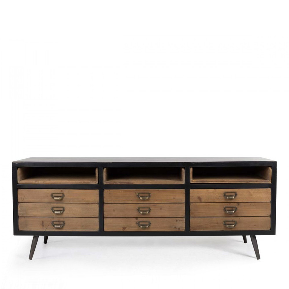 Buffet vintage métal & bois massif