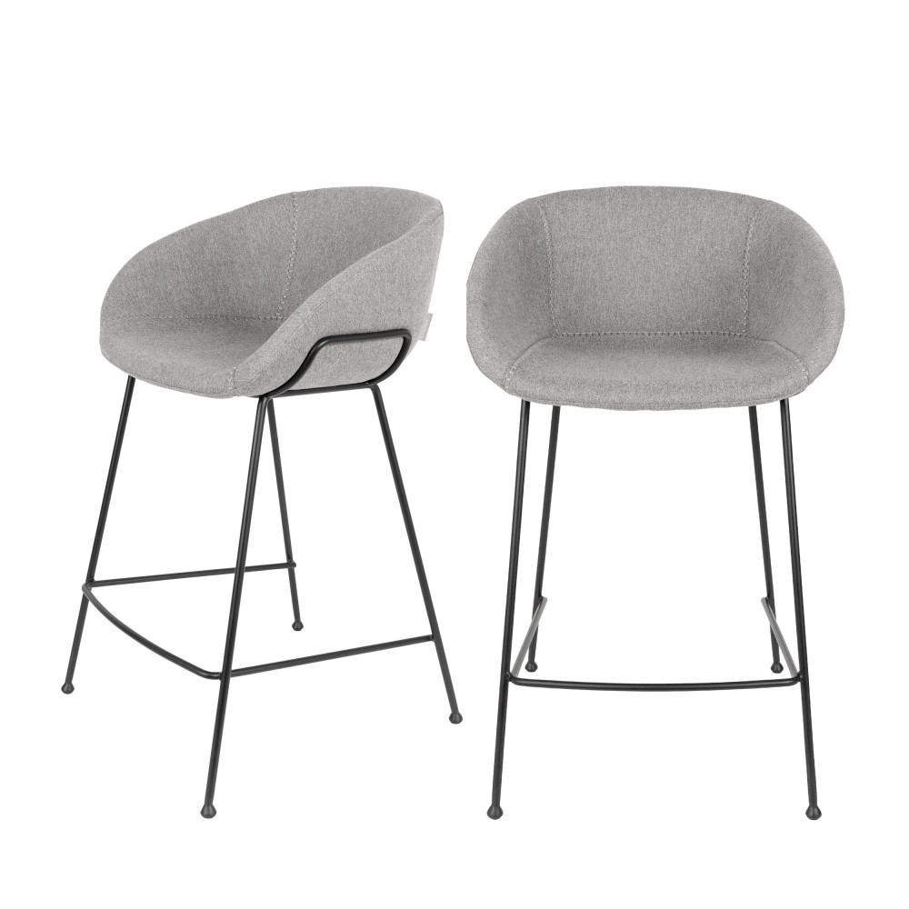 2 tabourets de bar 65cm en tissu gris 2 tabourets de bar 65cm en tissu gris