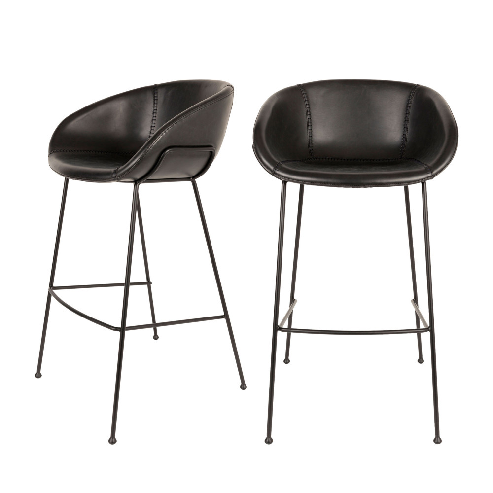2 tabourets de bar 76cm en simili noir (photo) 2 tabourets de bar 76cm en simili noir