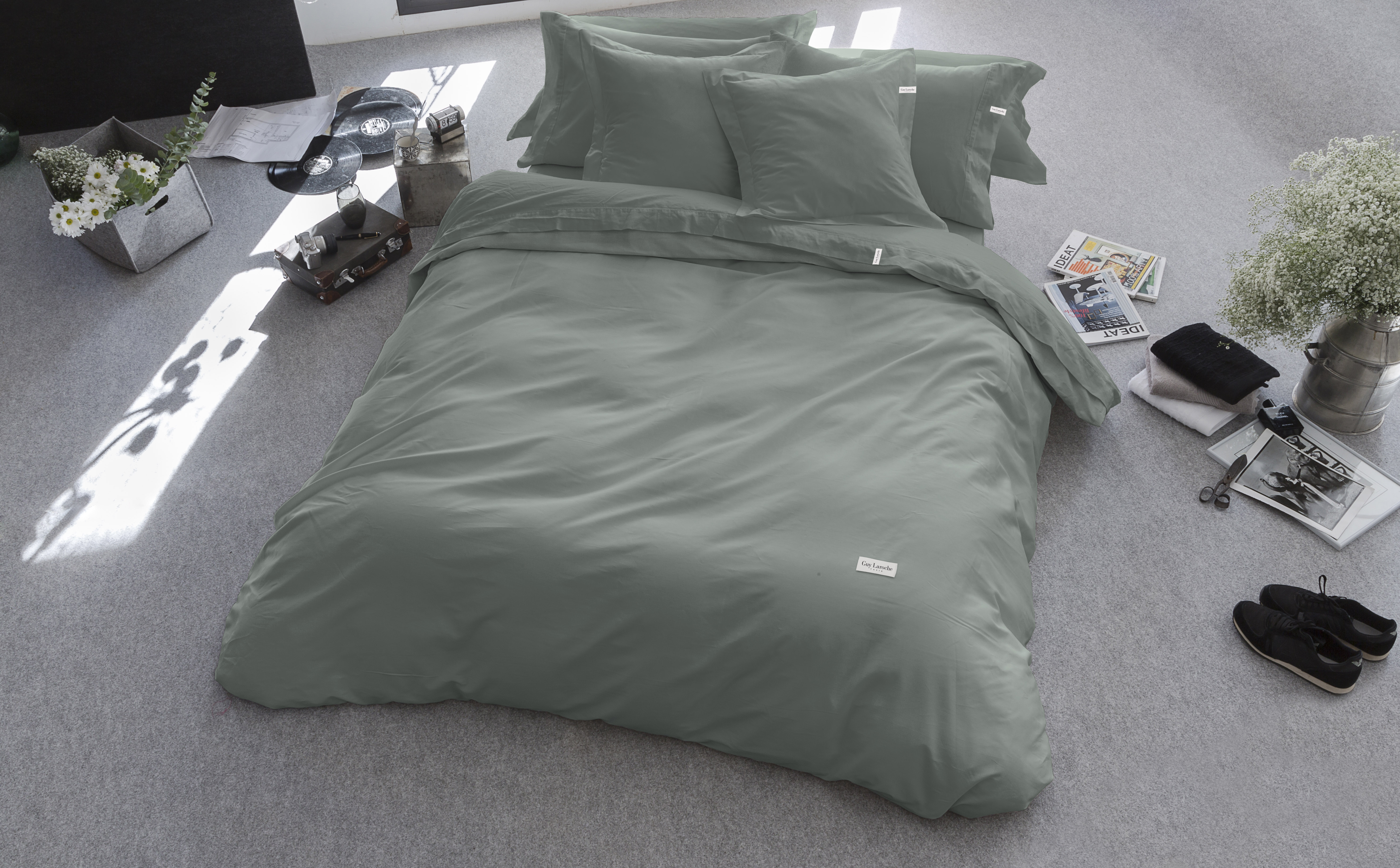 Drap de lit en coton percale thé 250x280 (photo) Drap de lit en coton percale thé 250x280