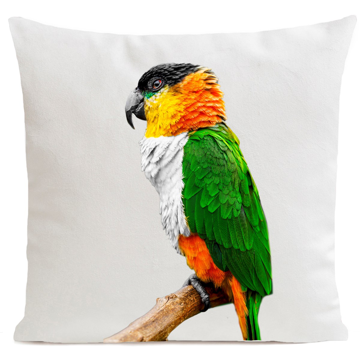 Coussin velours carré imprimé animaux blanc 60x60 (photo) Coussin velours carré imprimé animaux blanc 60x60