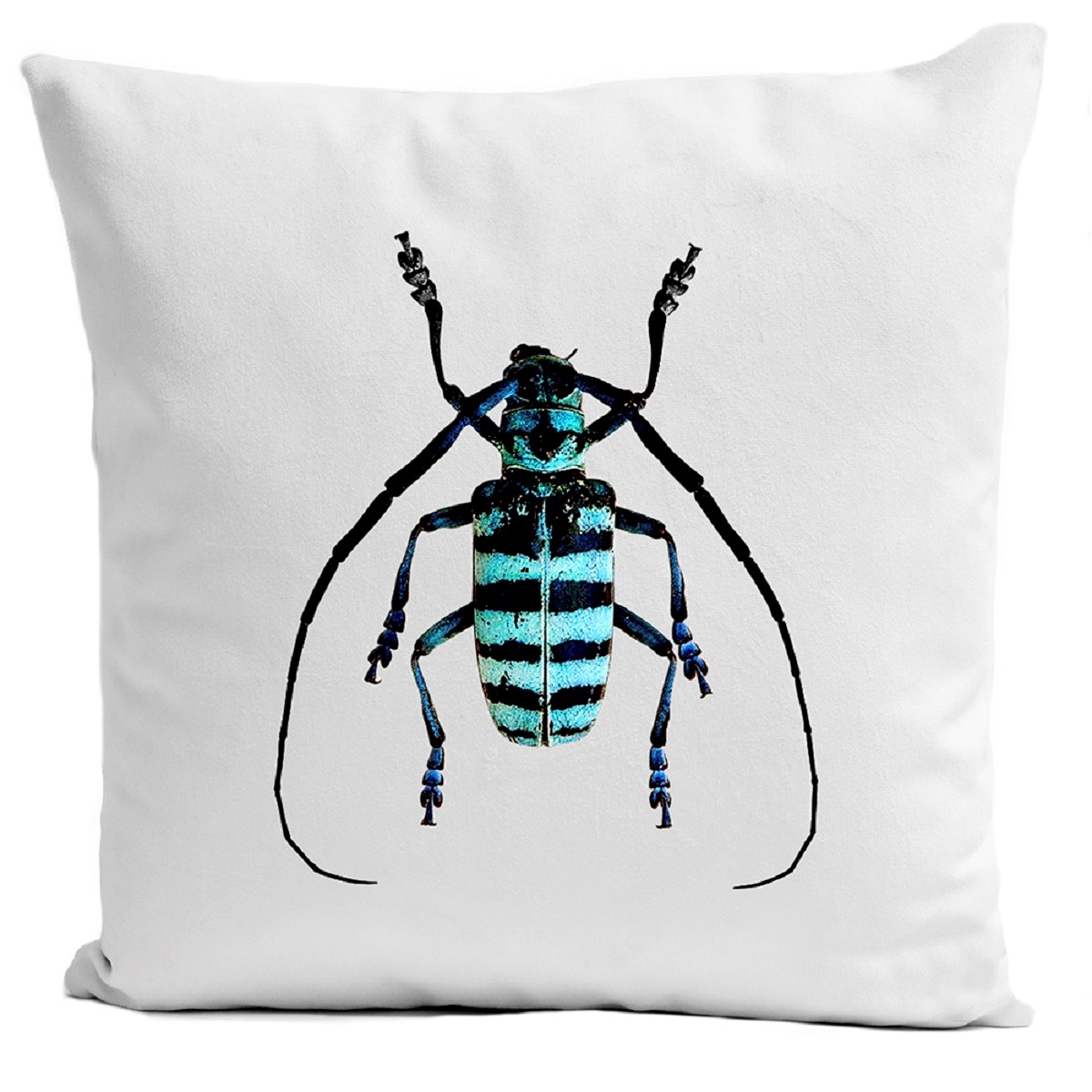 Coussin velours carré imprimé insectes blanc 40x40 (photo) Coussin velours carré imprimé insectes blanc 40x40