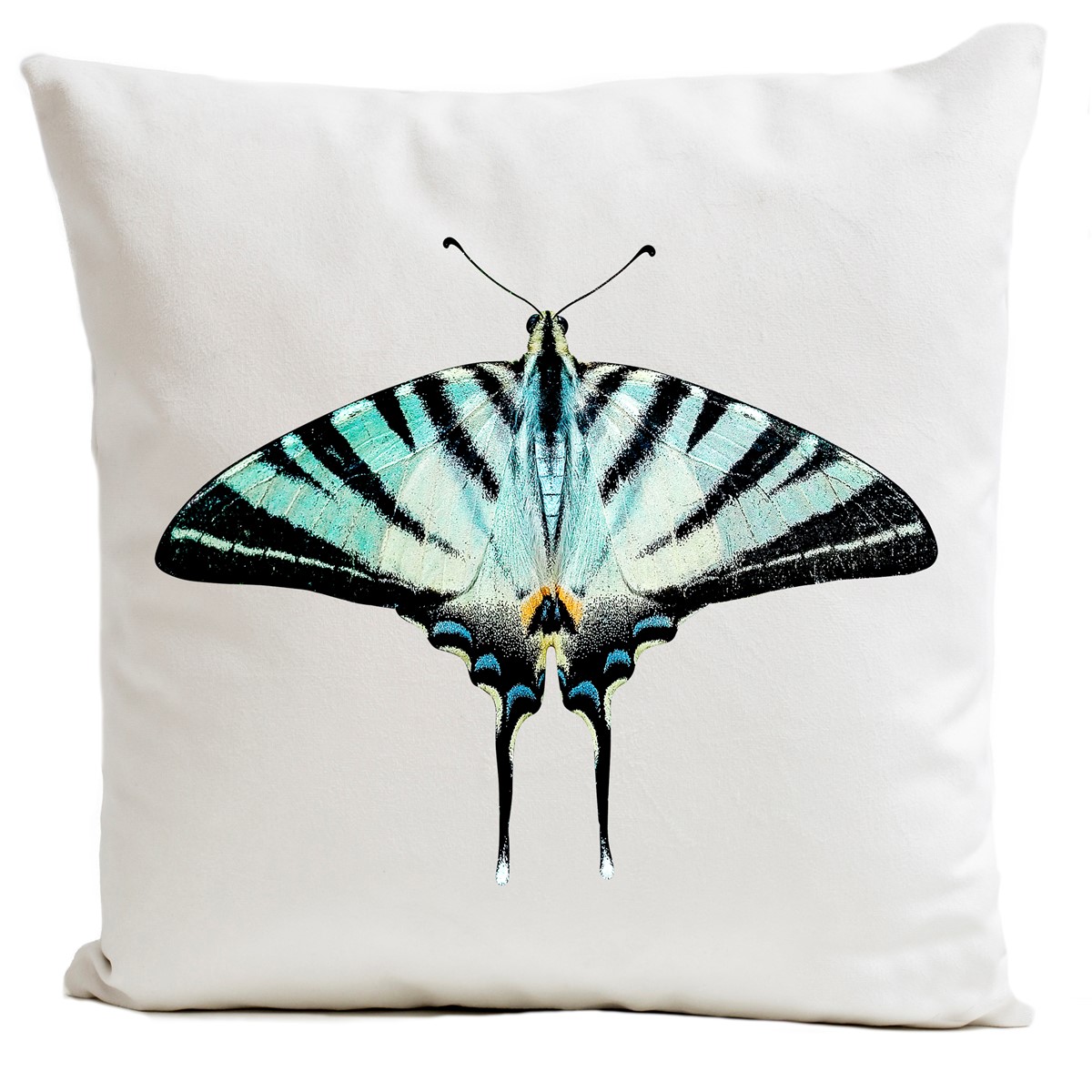 Coussin velours carré imprimé papillons blanc 40x40 Coussin velours carré imprimé papillons blanc 40x40