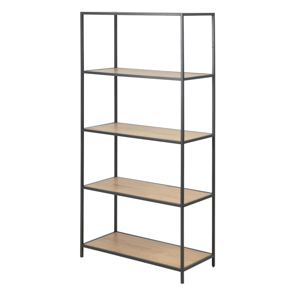 Bibliothèque 5 tablettes 150 cm en bois de chêne noir (photo) Bibliothèque 5 tablettes 150 cm en bois de chêne noir