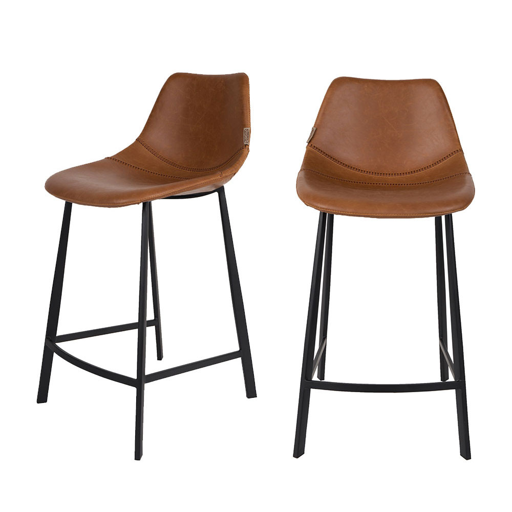 2 tabourets de bar vintage 65cm marron (photo) 2 tabourets de bar vintage 65cm marron