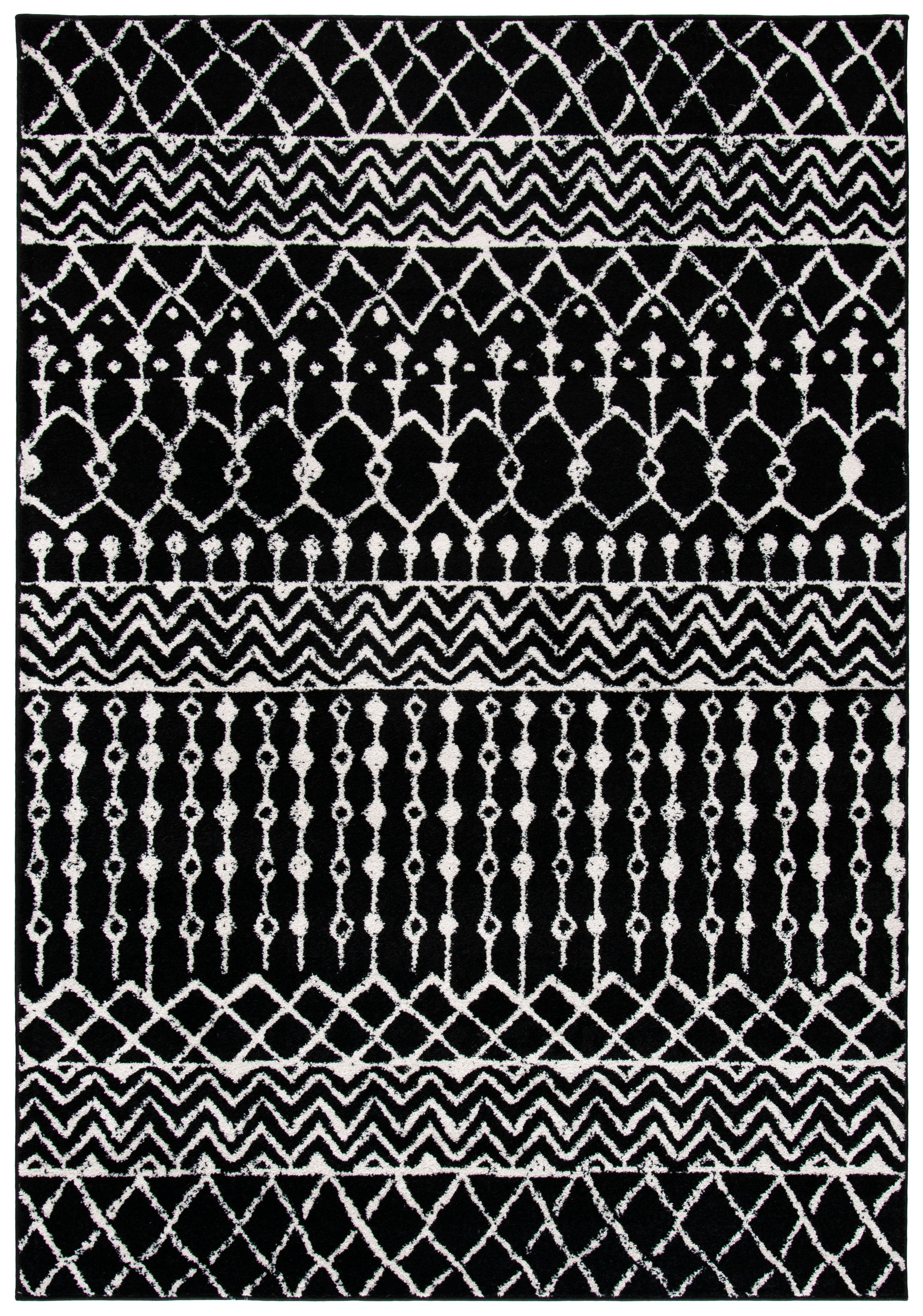 Tapis de salon interieur en noir & ivoire, 122 x 183 cm Tapis de salon interieur en noir & ivoire, 122 x 183 cm