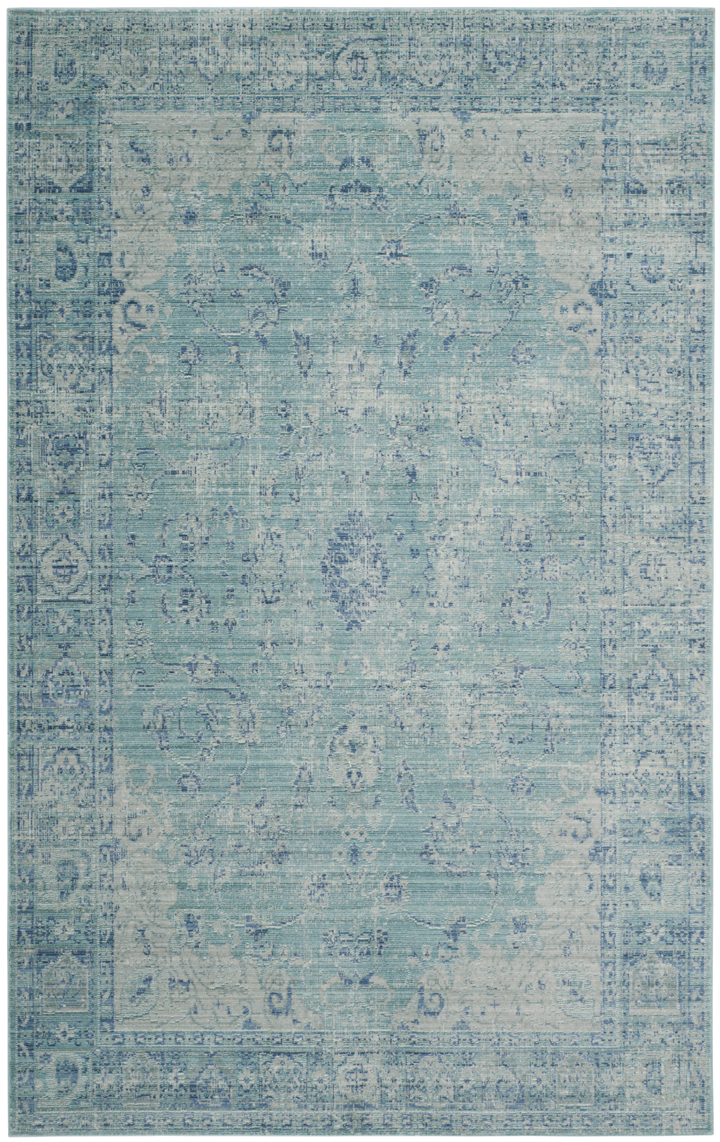 Tapis de salon d'inspiration vintage bleu canard et multicolore 1... Tapis de salon d'inspiration vintage bleu canard et multicolore 1...