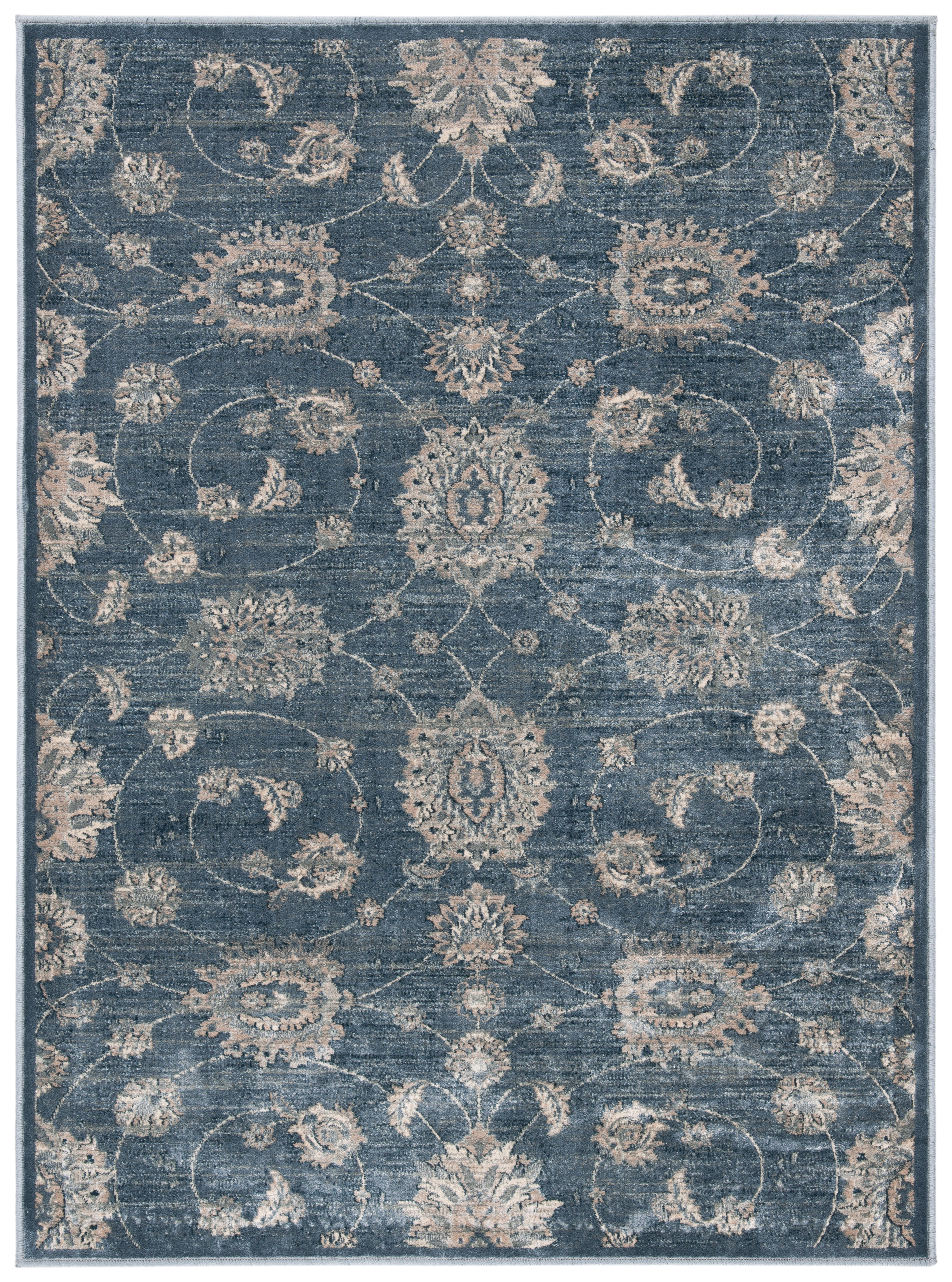 Tapis de salon d'inspiration vintage bleu et beige 100x140 Tapis de salon d'inspiration vintage bleu et beige 100x140