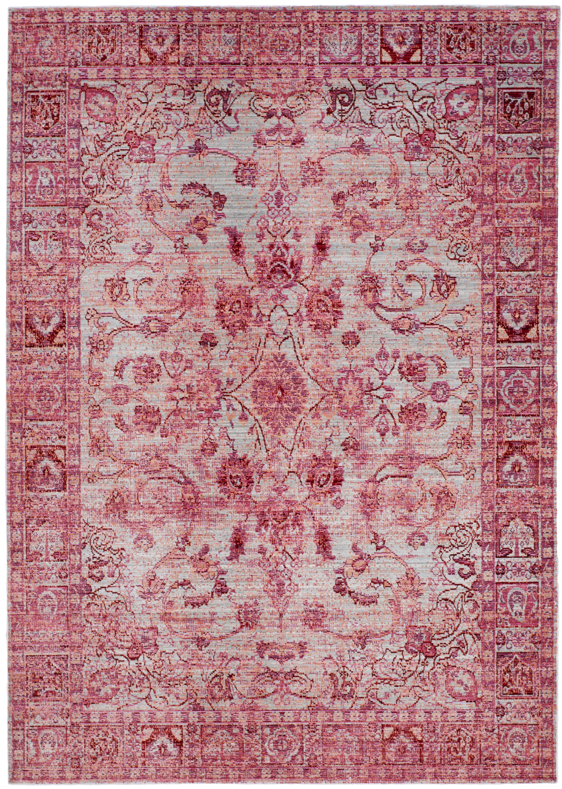 Tapis de salon d'inspiration vintage fuchsia et multicolore 160x230 Tapis de salon d'inspiration vintage fuchsia et multicolore 160x230