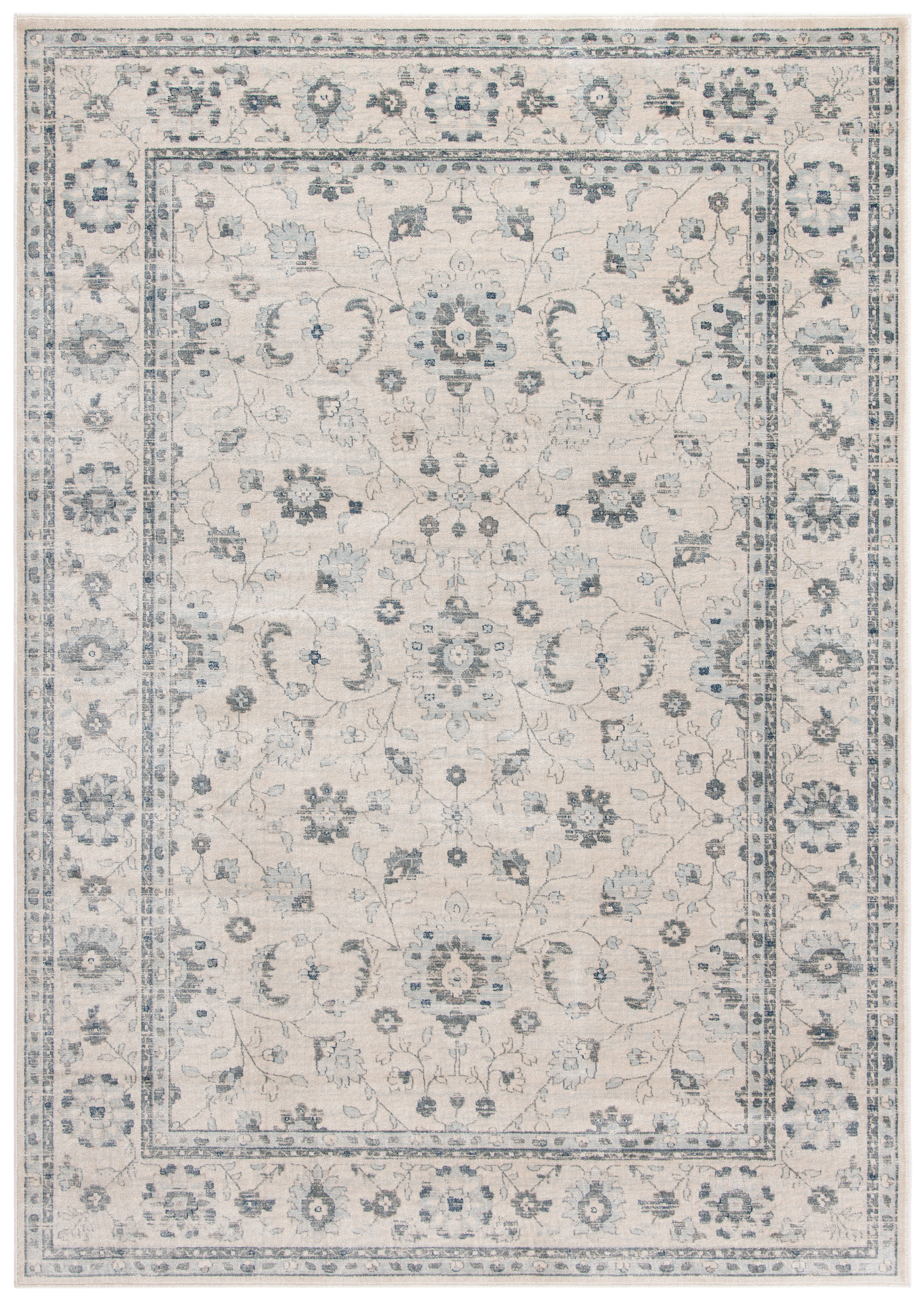 Tapis de salon d'inspiration vintage gris ardoise et crème 100x140 Tapis de salon d'inspiration vintage gris ardoise et crème 100x140