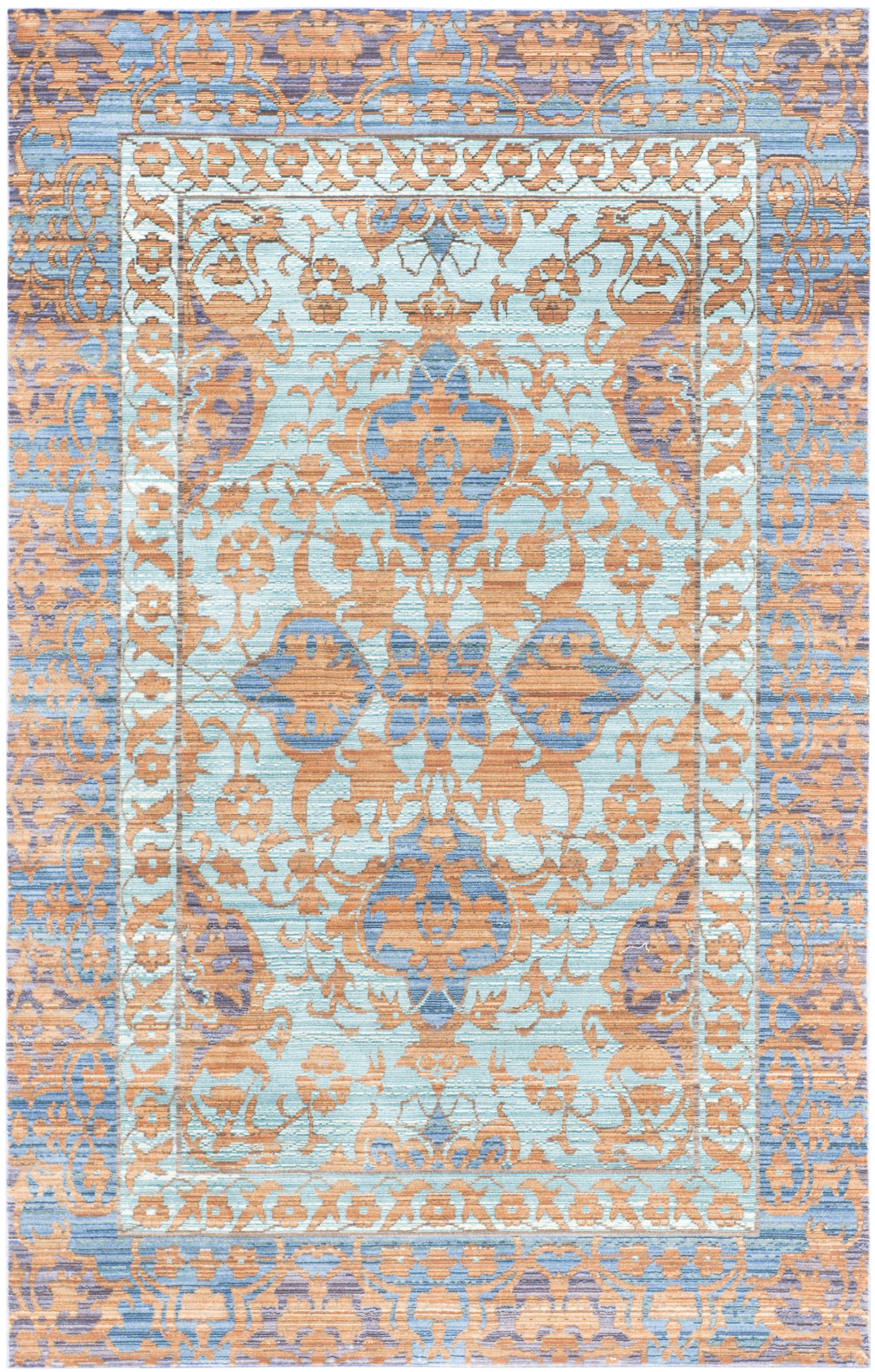 Tapis de salon d'inspiration vintage bleu et or 160x230 Tapis de salon d'inspiration vintage bleu et or 160x230