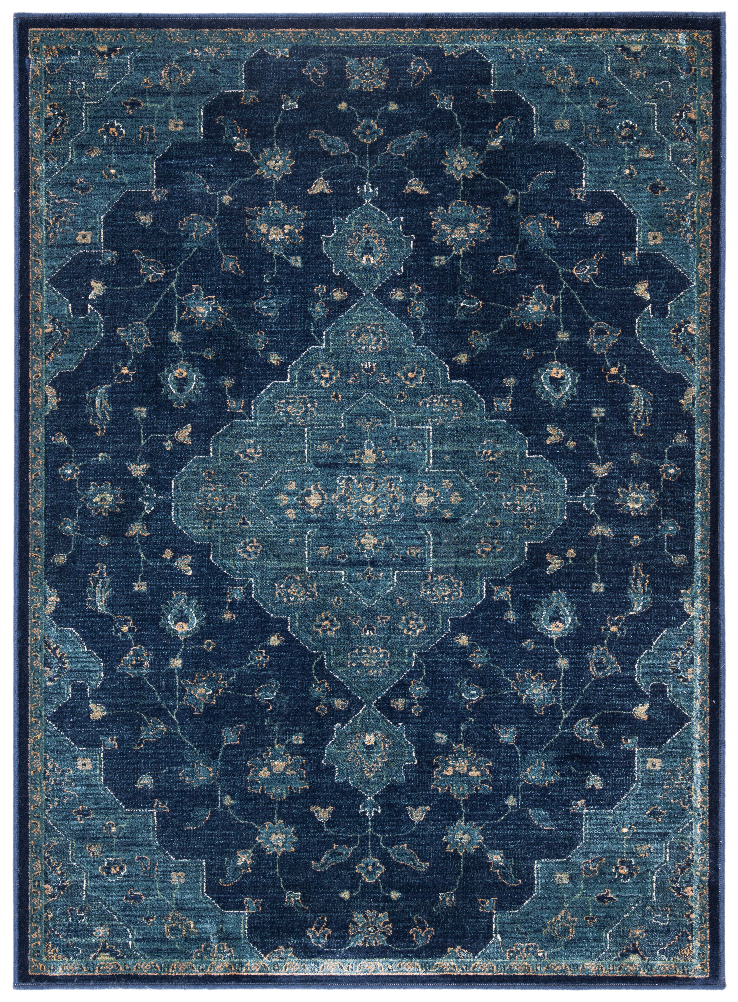 Tapis de salon d'inspiration vintage bleu marine et bleu canard 1... Tapis de salon d'inspiration vintage bleu marine et bleu canard 1...
