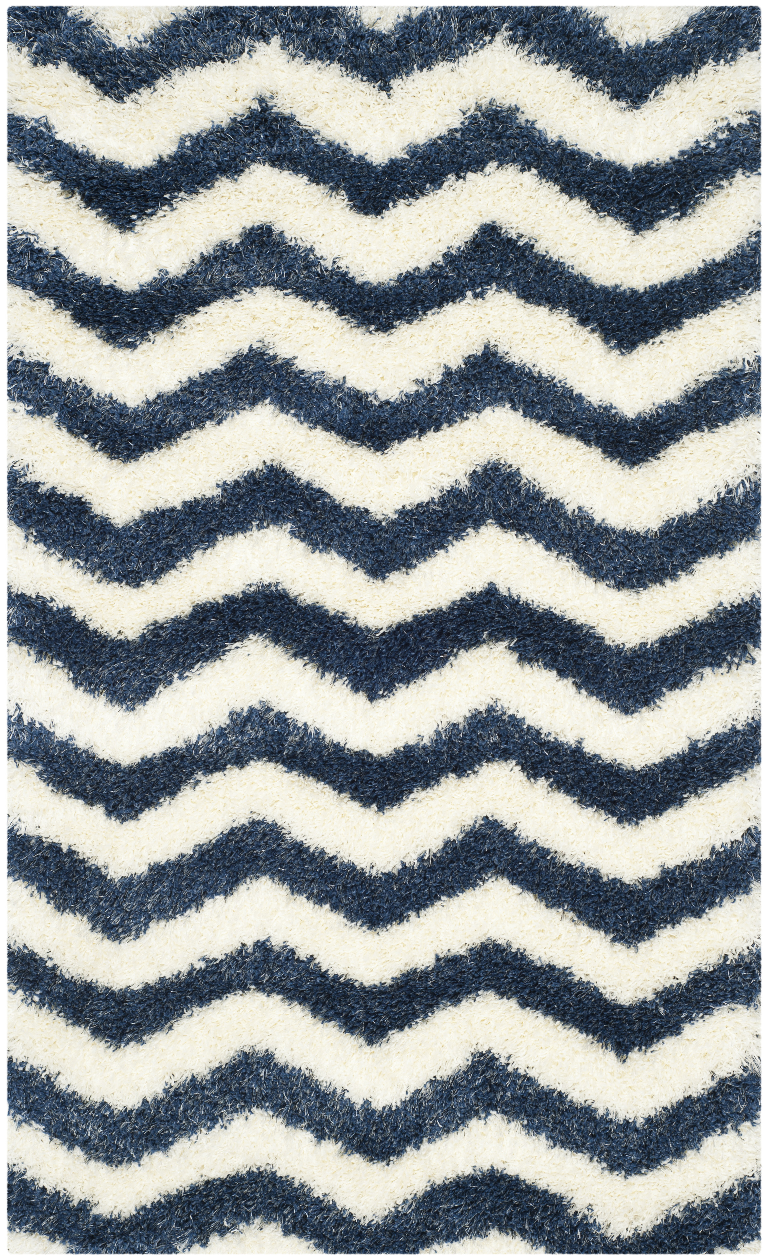 Tapis de salon interieur en ivoire & bleu, 122 x 183 cm Tapis de salon interieur en ivoire & bleu, 122 x 183 cm