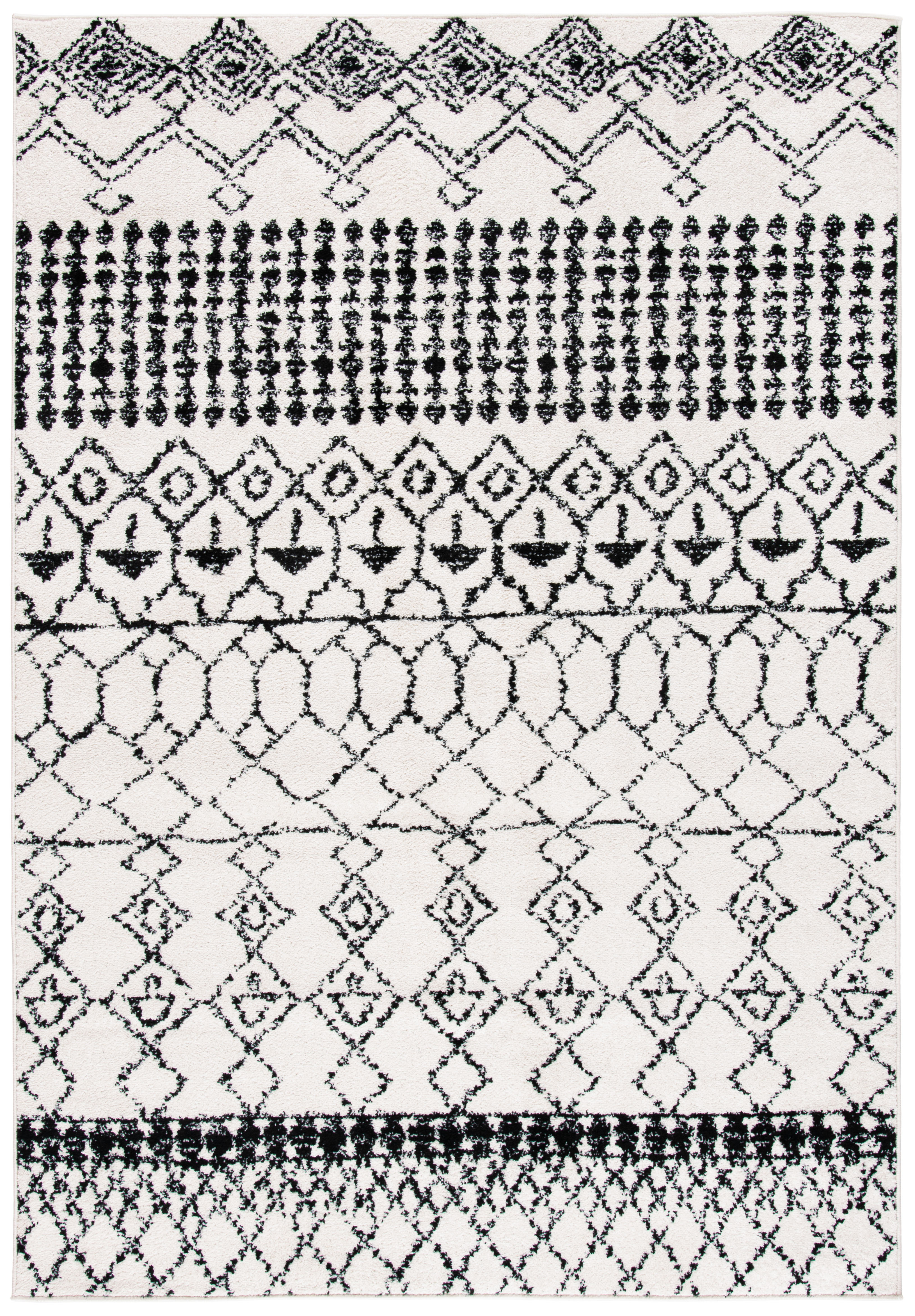 Tapis de salon interieur en ivoire & noir, 91 x 152 cm Tapis de salon interieur en ivoire & noir, 91 x 152 cm
