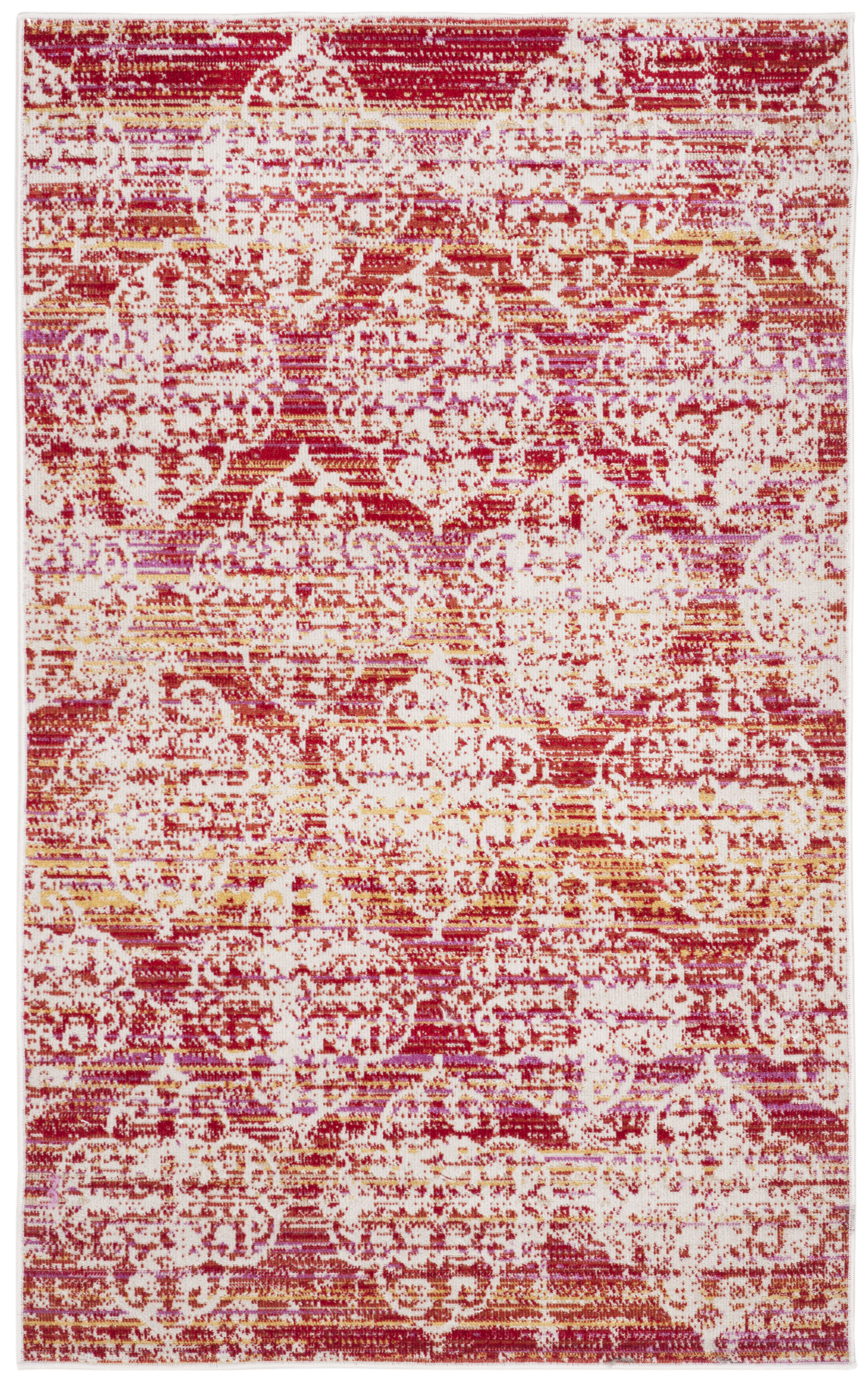 Tapis interieur / exterieur en rose & multi, 91 x 152 cm
