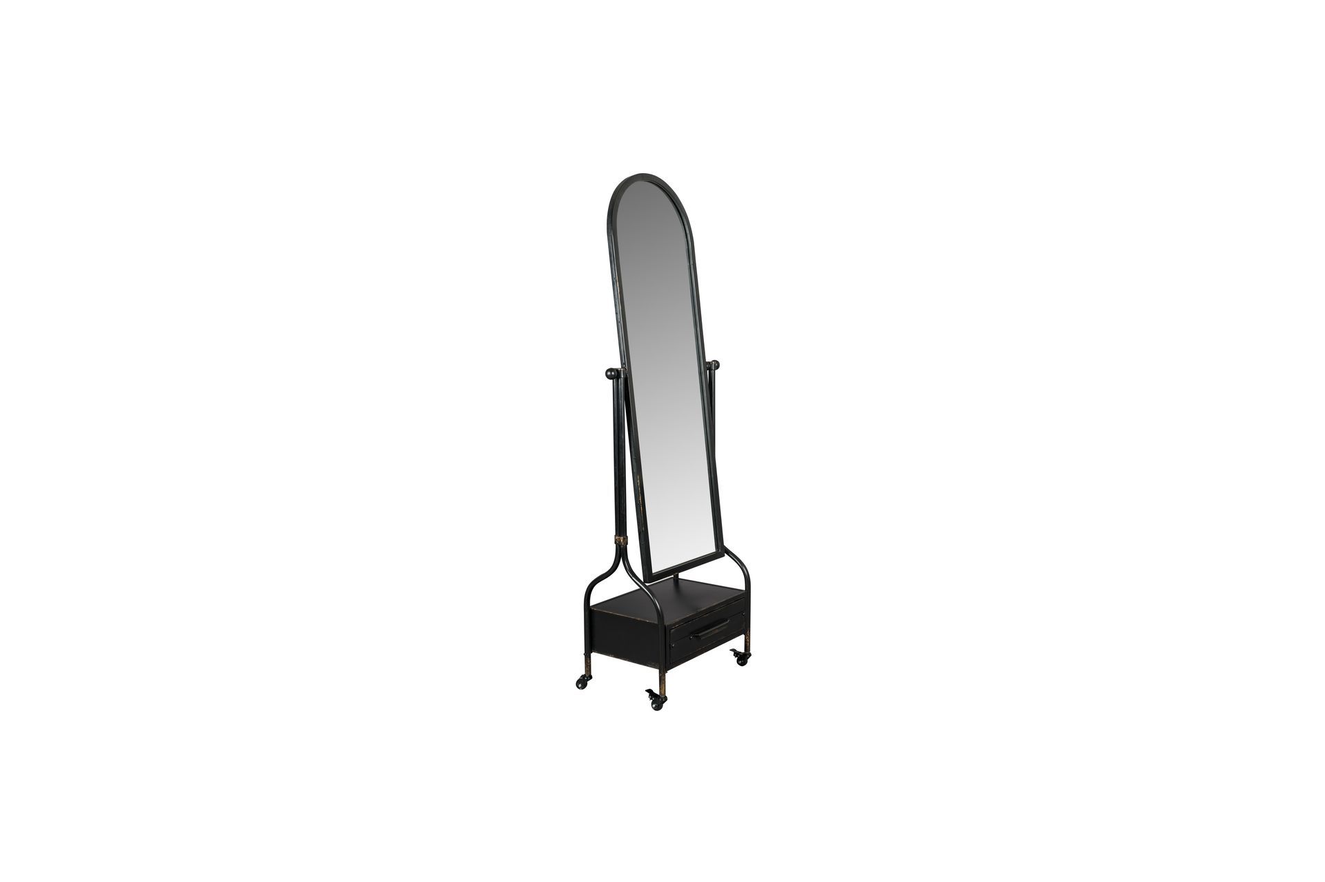 Miroir sur pied en mÃ©tal noir