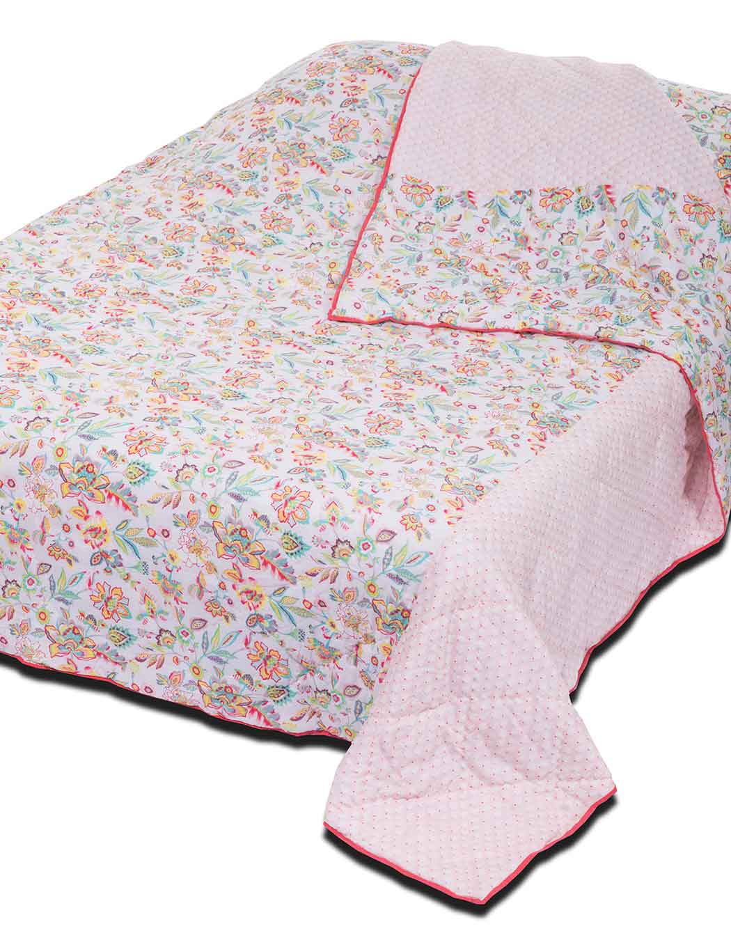 Boutis matelassé surpiqué en coton perle 140 x 230 (photo) Boutis matelassé surpiqué en coton perle 140 x 230