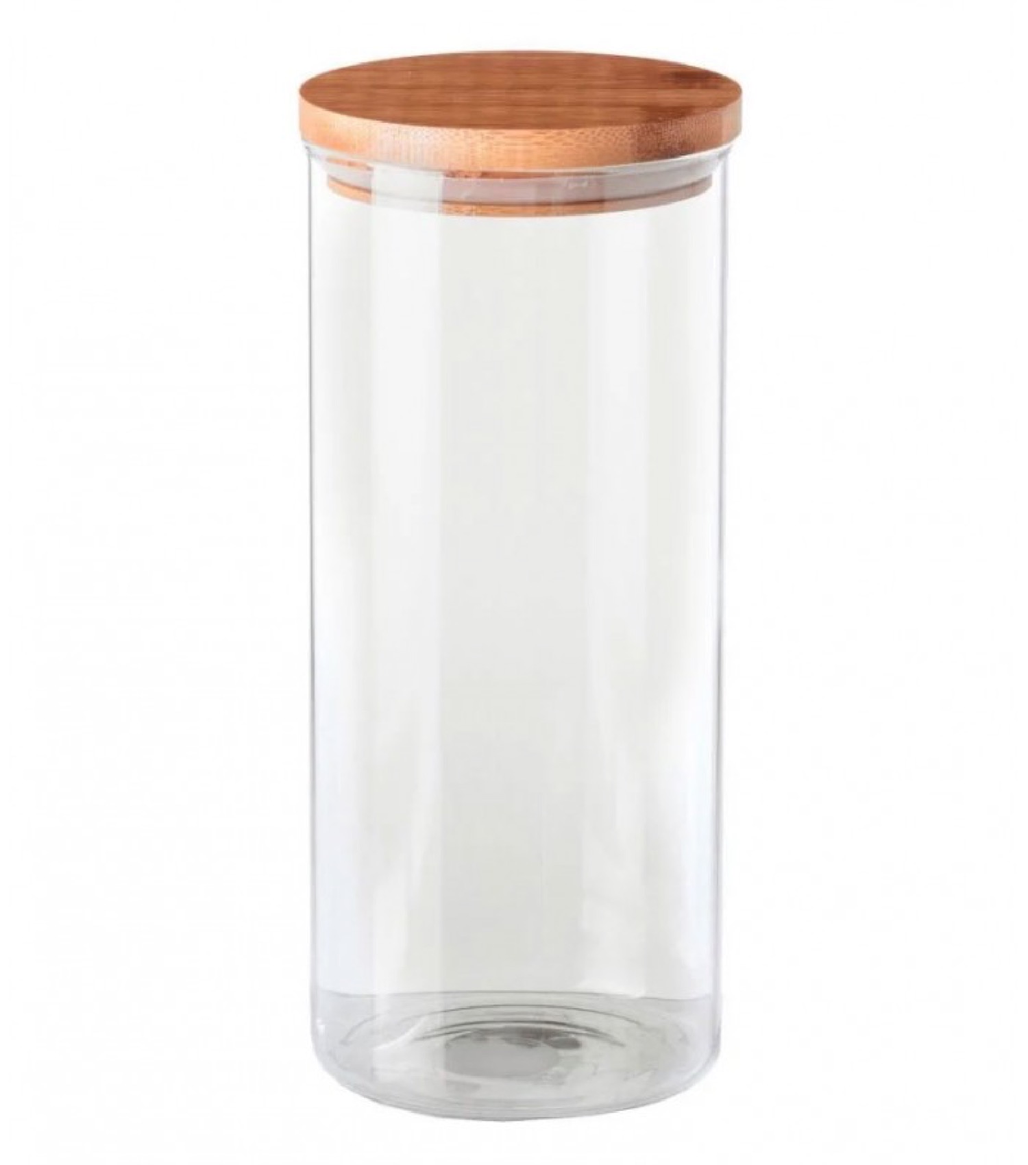 Bocal de cuisine en verre avec bouchon bambou 140cl (photo) Bocal de cuisine en verre avec bouchon bambou 140cl