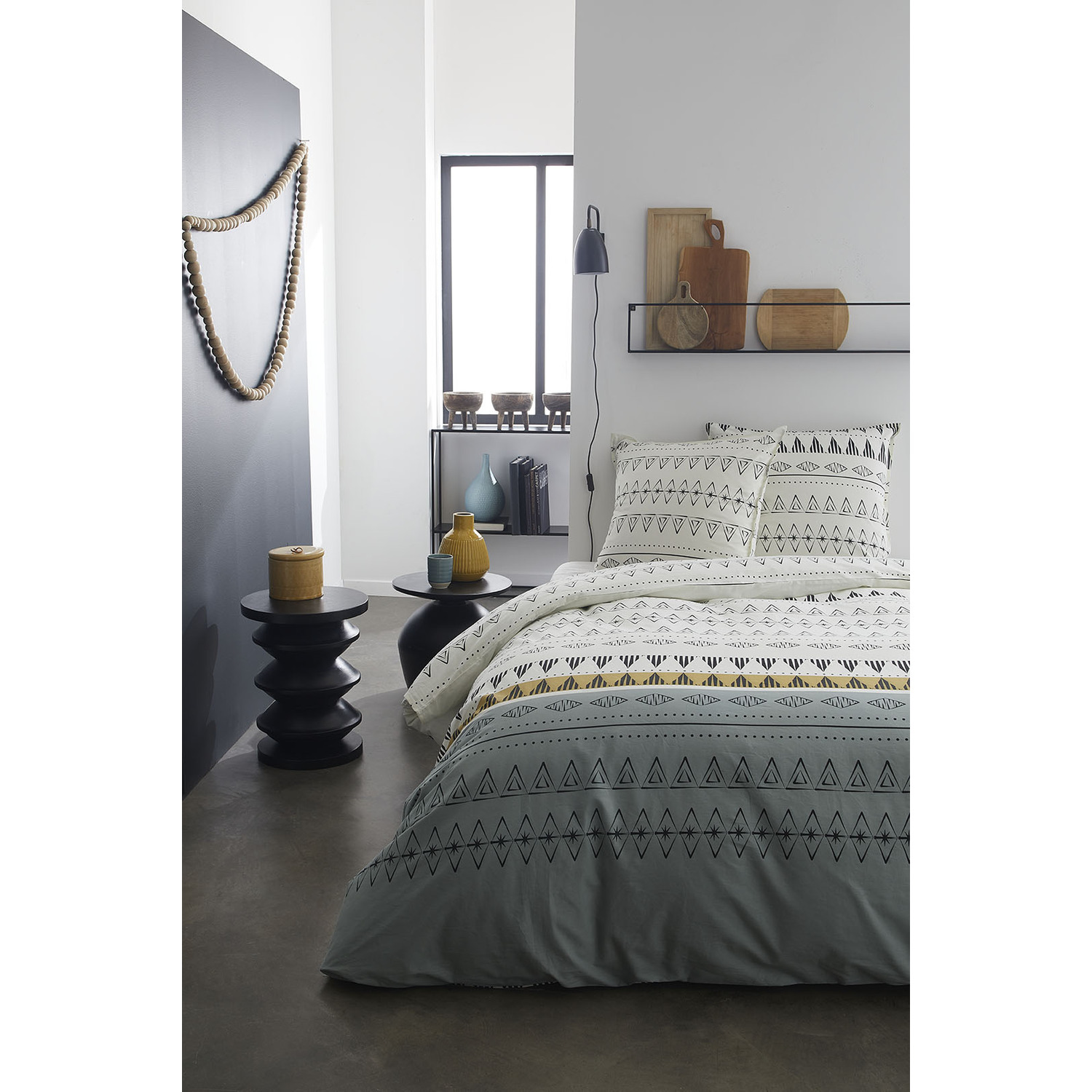 Parure de housse de couette bouton coton beige 240x260 cm (photo) Parure de housse de couette bouton coton beige 240x260 cm