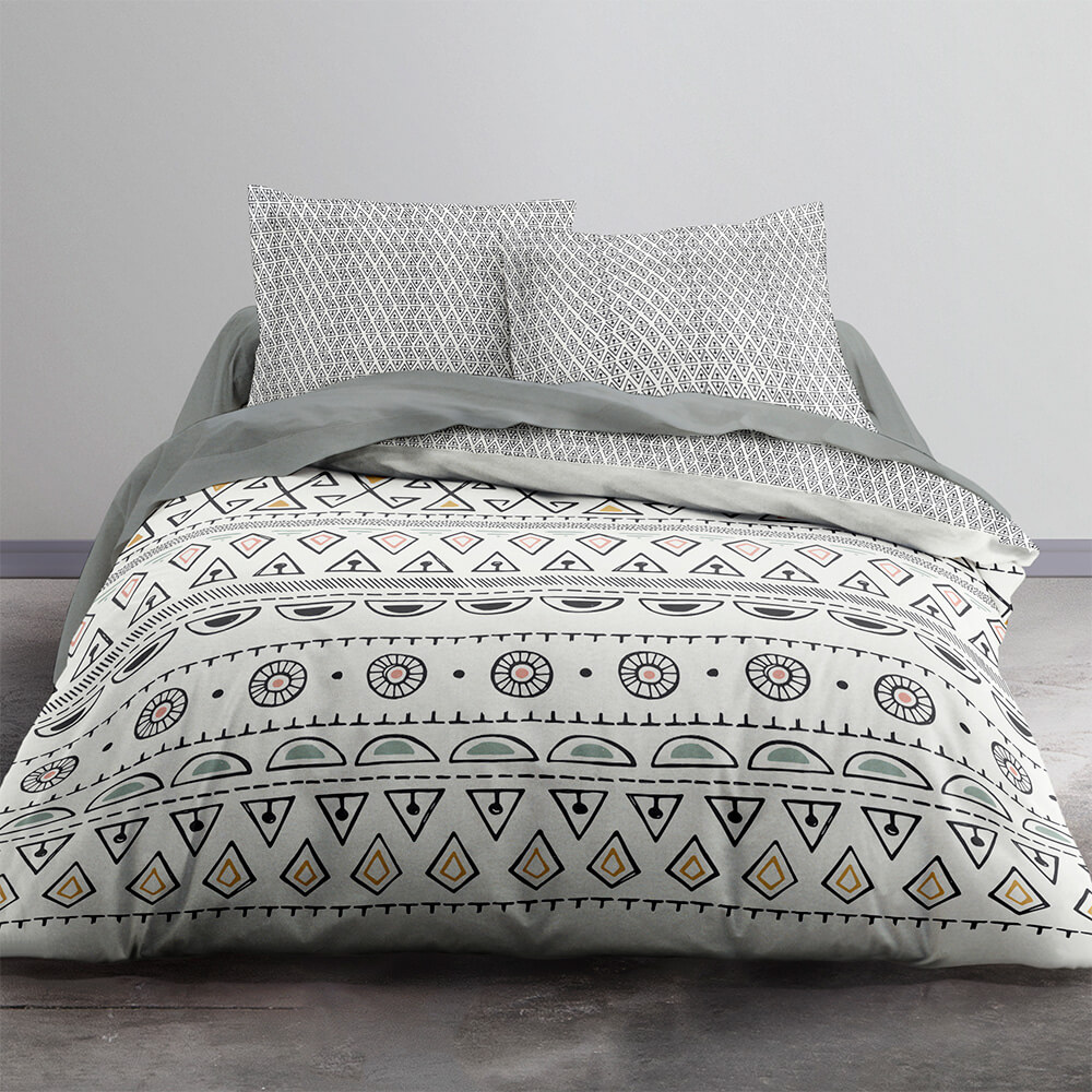 Parure de housse de couette bouton coton blanc 240x260 cm (photo) Parure de housse de couette bouton coton blanc 240x260 cm