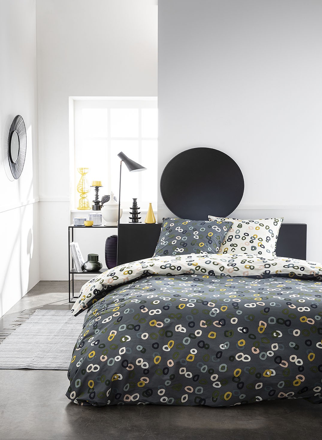 Parure housse de couette coton gris 220x240 cm Parure housse de couette coton gris 220x240 cm