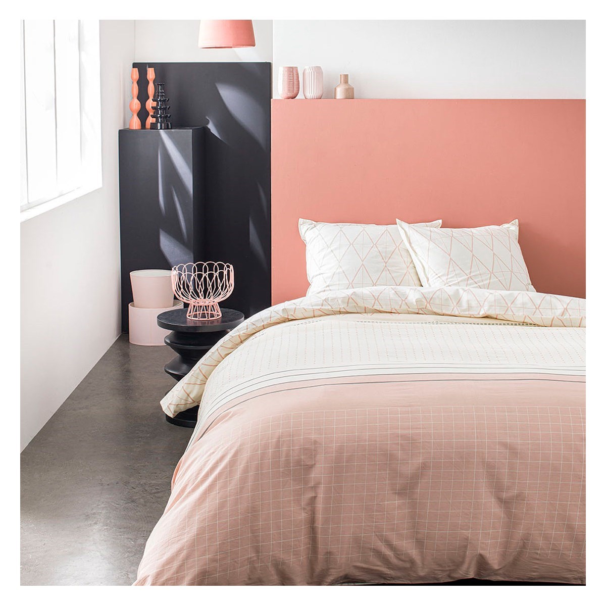 Parure de lit coton 2 personnes imprimé graphique SUNSHINE