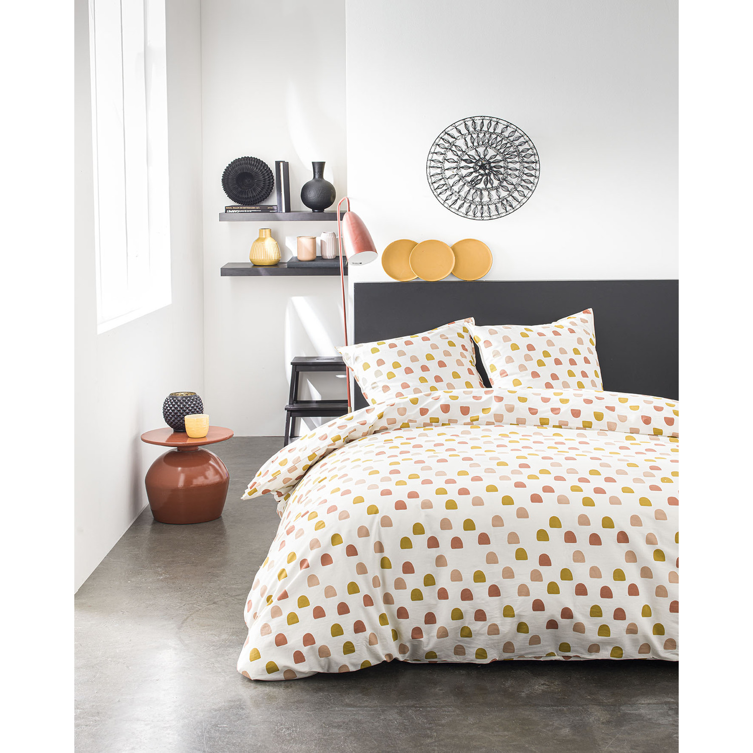 Parure de housse de couette bouton coton blanc 240x260 cm (photo) Parure de housse de couette bouton coton blanc 240x260 cm