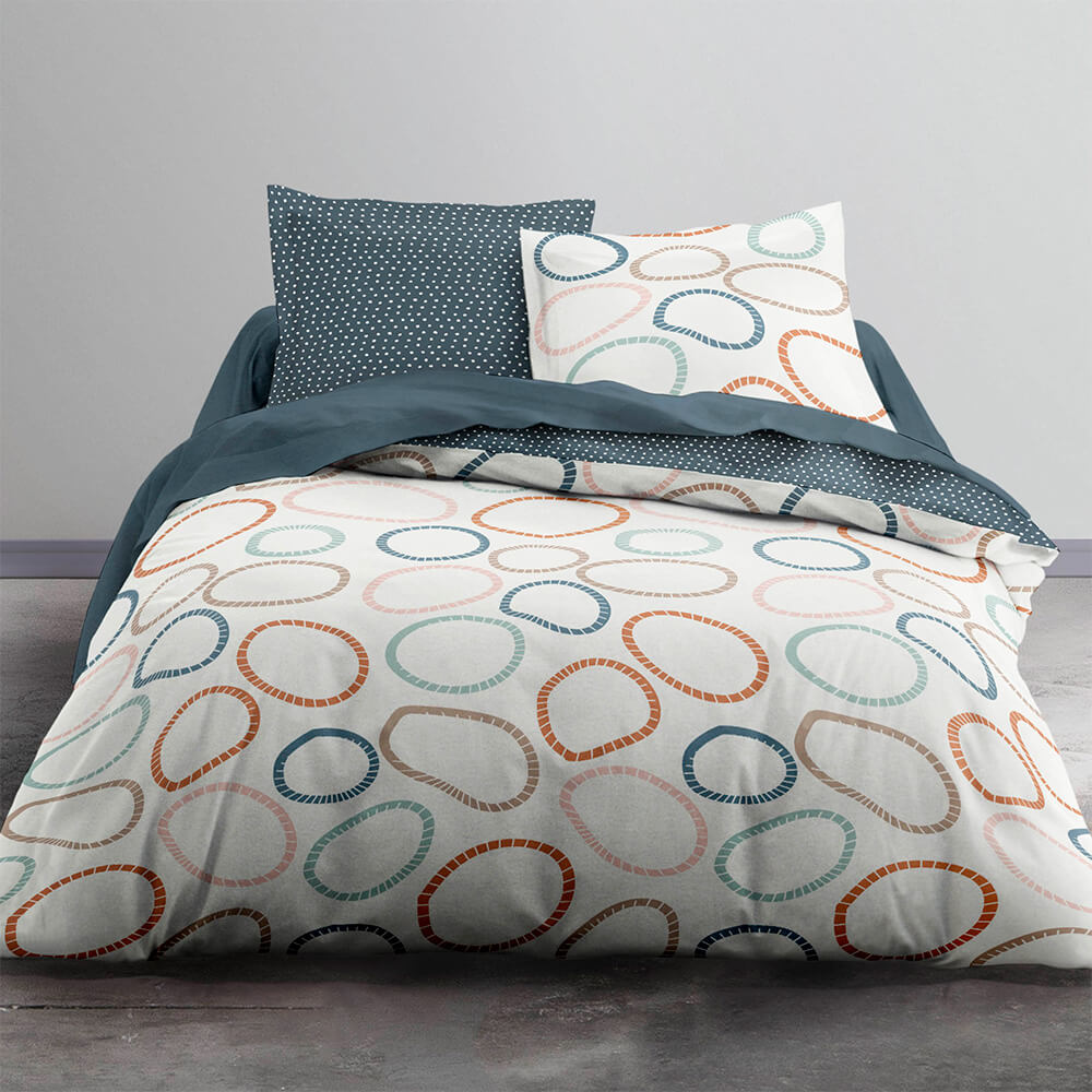 Parure de housse de couette bouton coton blanc 240x260 cm (photo) Parure de housse de couette bouton coton blanc 240x260 cm