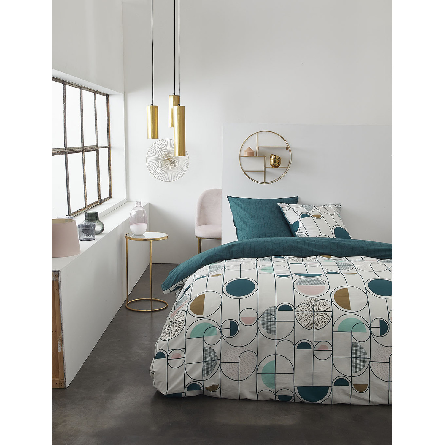 Parure de housse de couette bouton coton blanc 240x260 cm (photo) Parure de housse de couette bouton coton blanc 240x260 cm