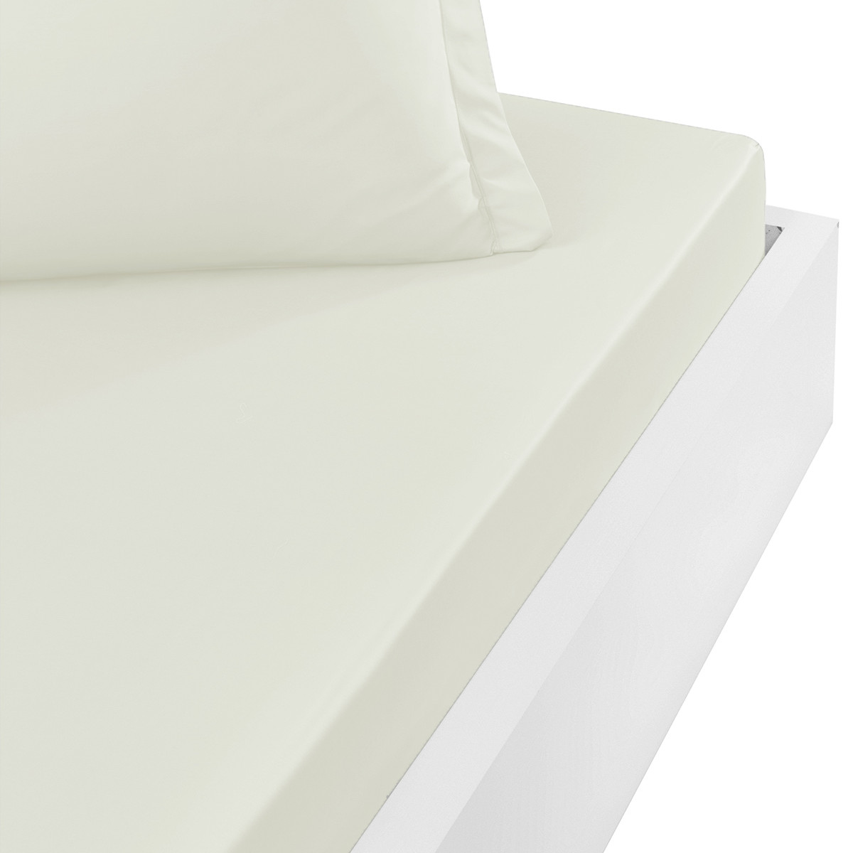 Drap housse en percale de coton bon Ecru 140x200 cm Drap housse en percale de coton bon Ecru 140x200 cm