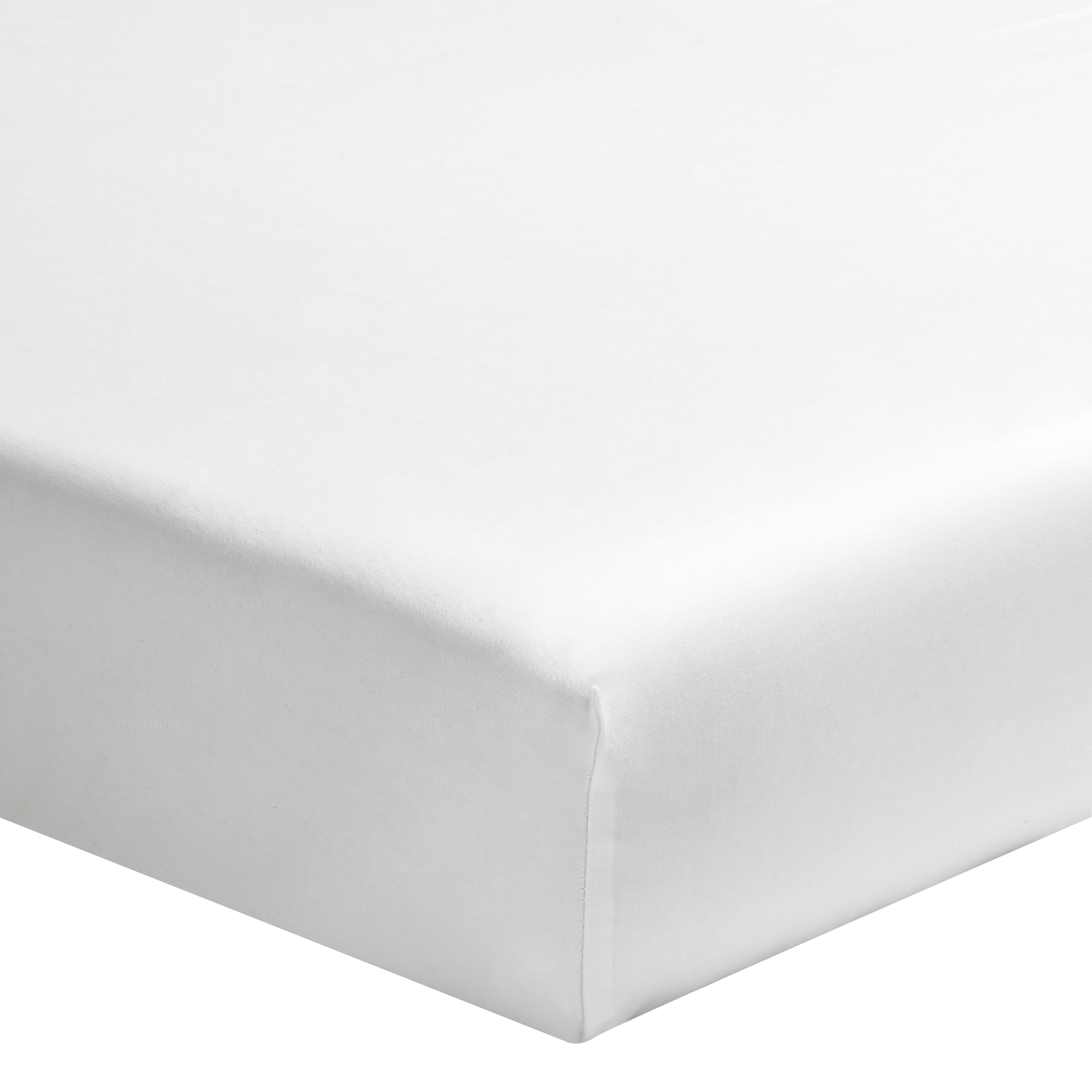Drap housse uni en percale de coton blanc 180x200 Drap housse uni en percale de coton blanc 180x200