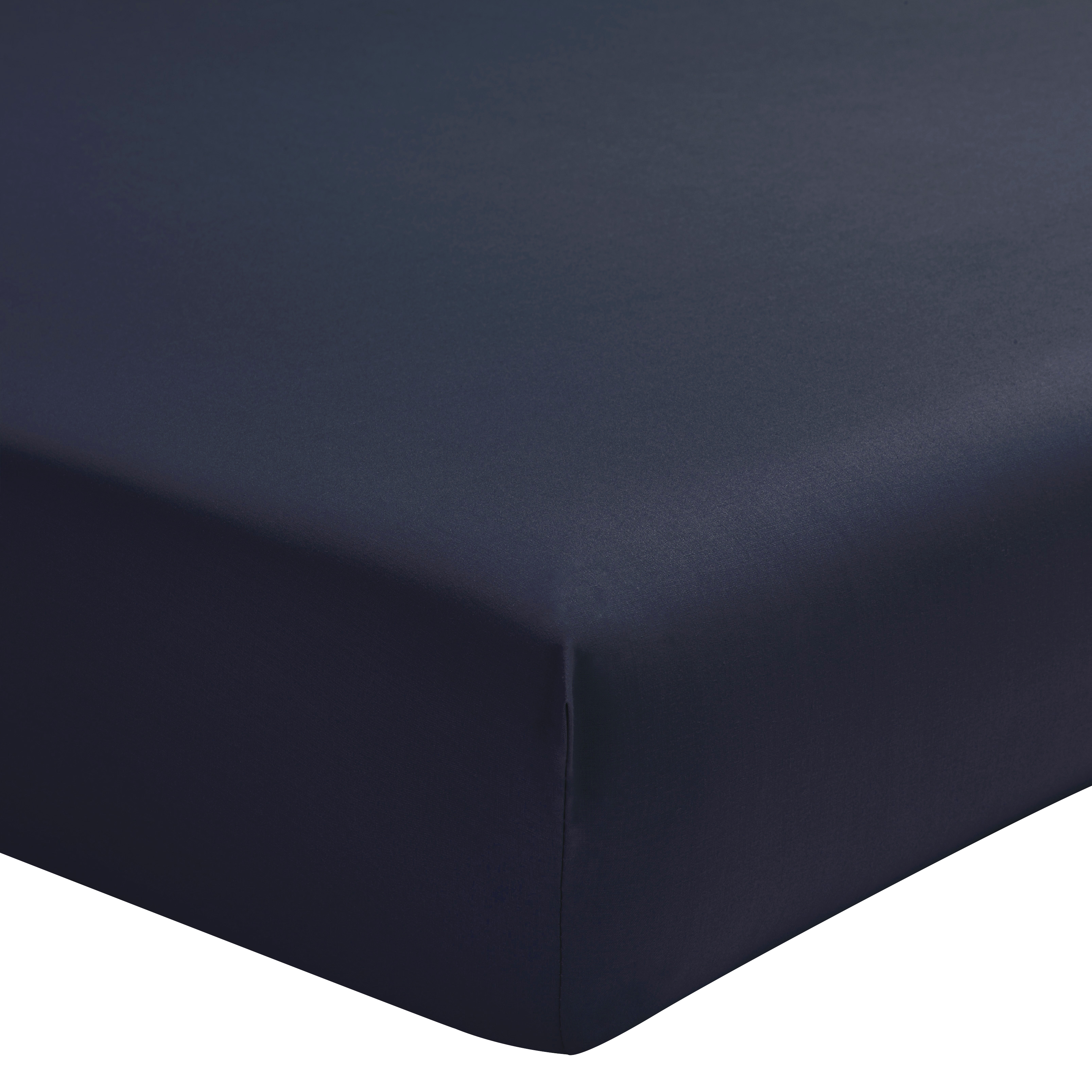 Drap housse uni en percale de coton bleu 90x200 Drap housse uni en percale de coton bleu 90x200