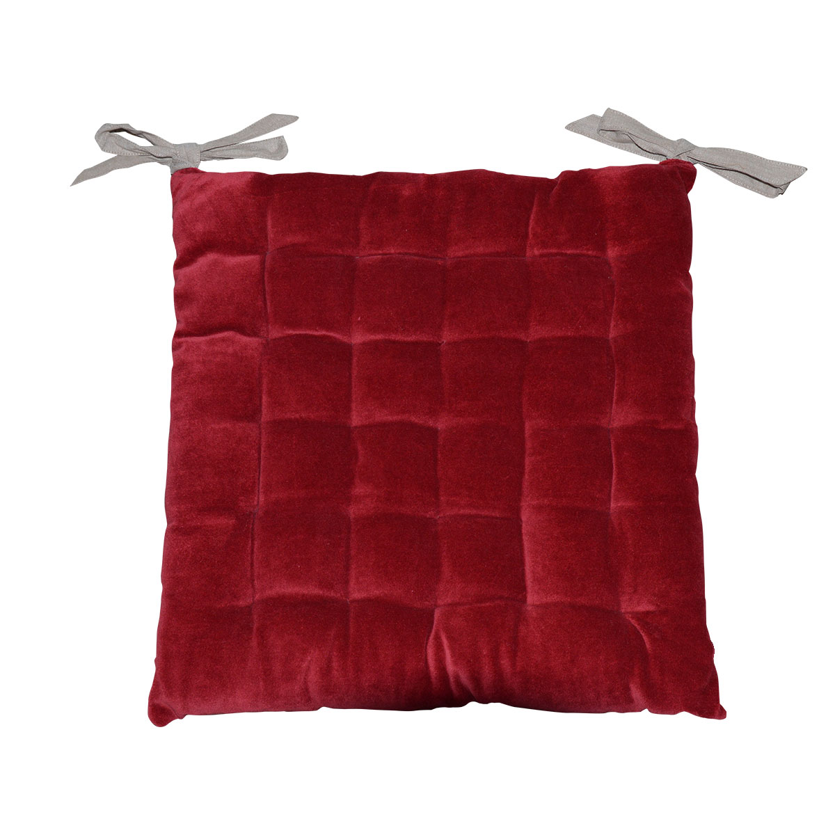 Galette de chaise à effet velours coton rouge 40x40 Galette de chaise à effet velours coton rouge 40x40