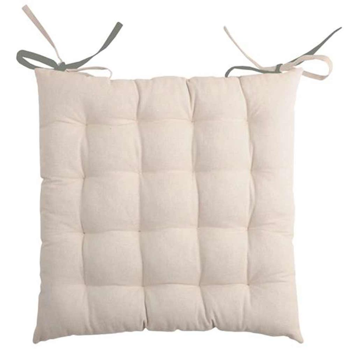 Galette de chaise bicolore coton poudre/souris 40x40 Galette de chaise bicolore coton poudre/souris 40x40