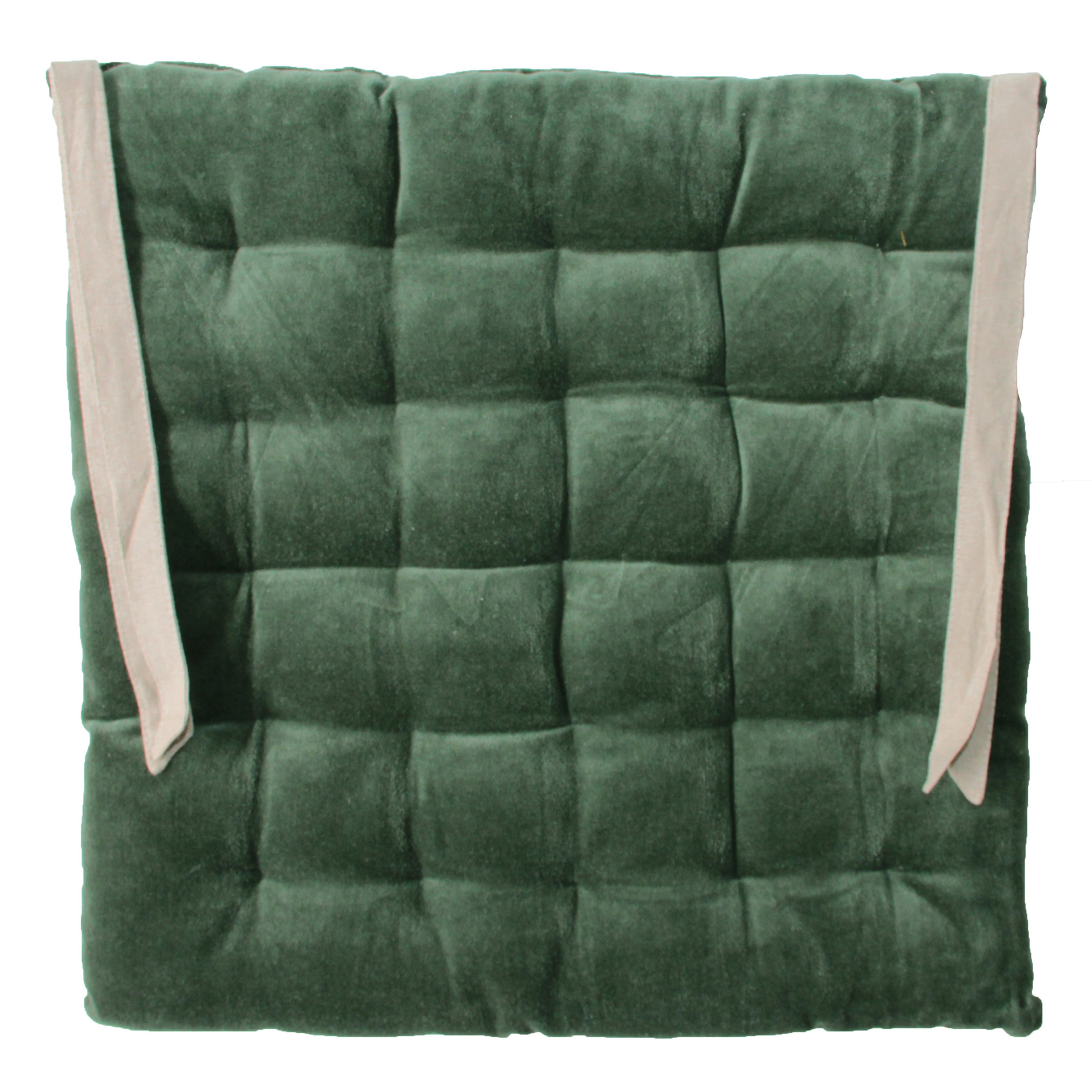 Galette de chaise en velours vert 40x40 Galette de chaise en velours vert 40x40