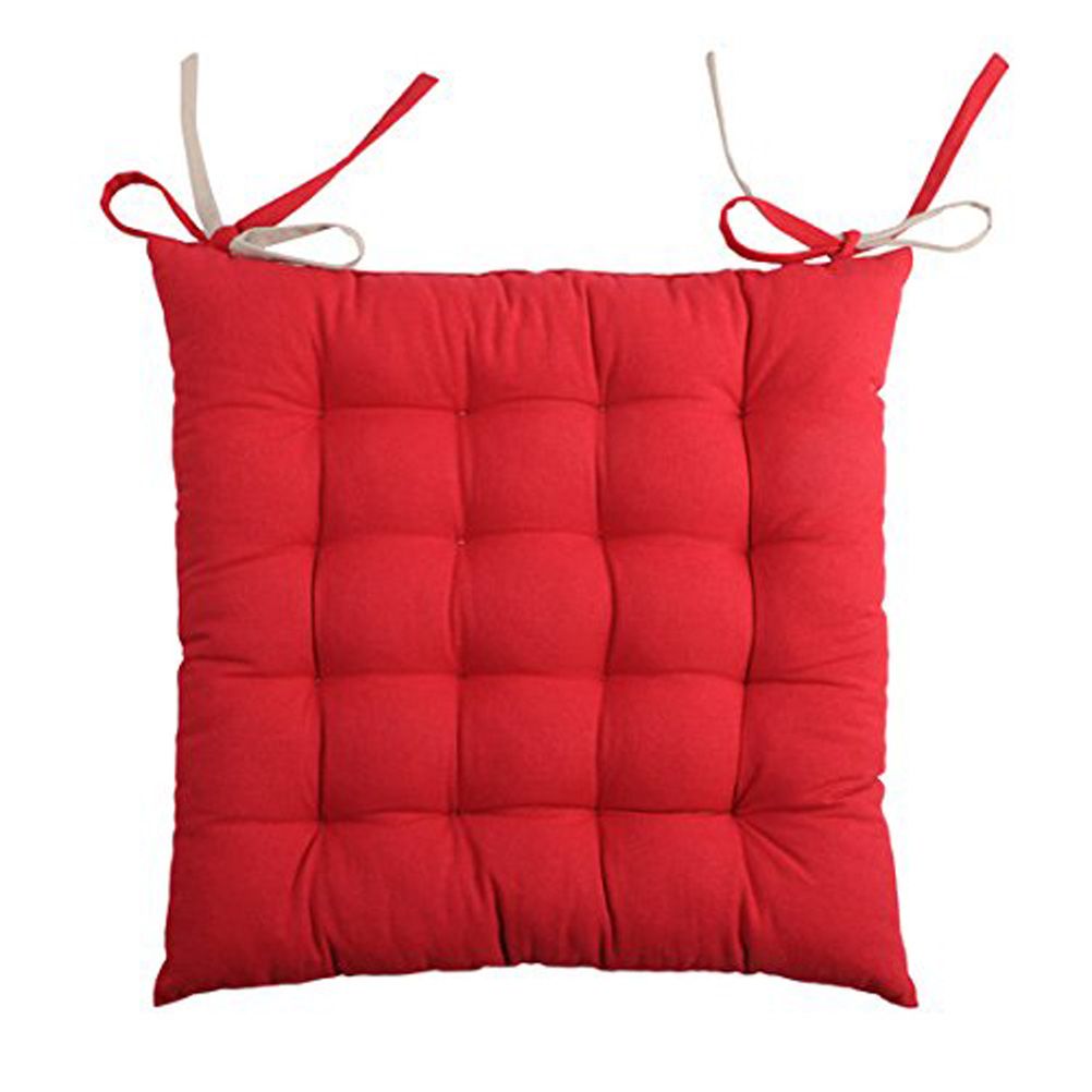 Galette de chaise bicolore coton rouge/lin 40x40 Galette de chaise bicolore coton rouge/lin 40x40