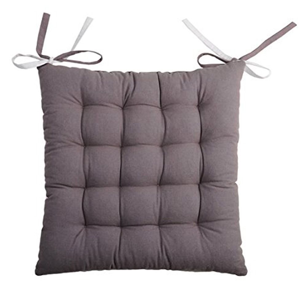 Galette de chaise bicolore coton gris/perle 40x40 Galette de chaise bicolore coton gris/perle 40x40