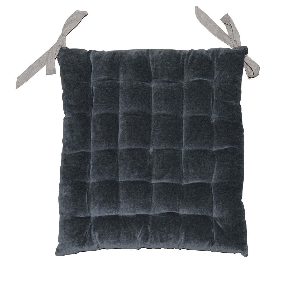 Galette de chaise à effet velours coton anthracite 40x40 Galette de chaise à effet velours coton anthracite 40x40
