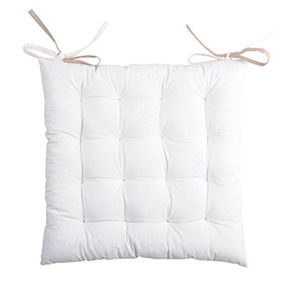 Galette de chaise bicolore coton ecru/lin 40x40 Galette de chaise bicolore coton ecru/lin 40x40