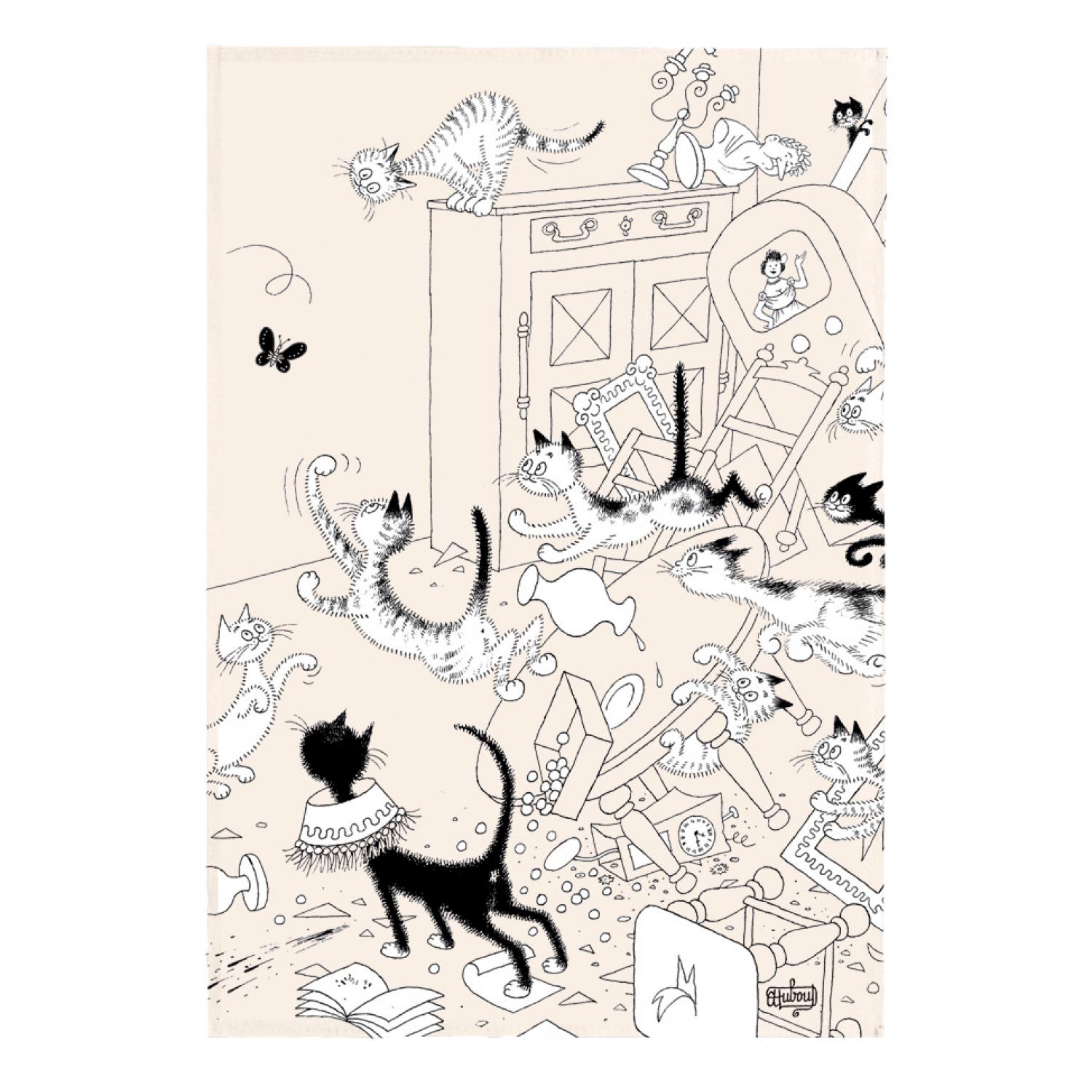 Torchon dubout la chasse au papillon en coton ecru 48 x 72 Torchon dubout la chasse au papillon en coton ecru 48 x 72