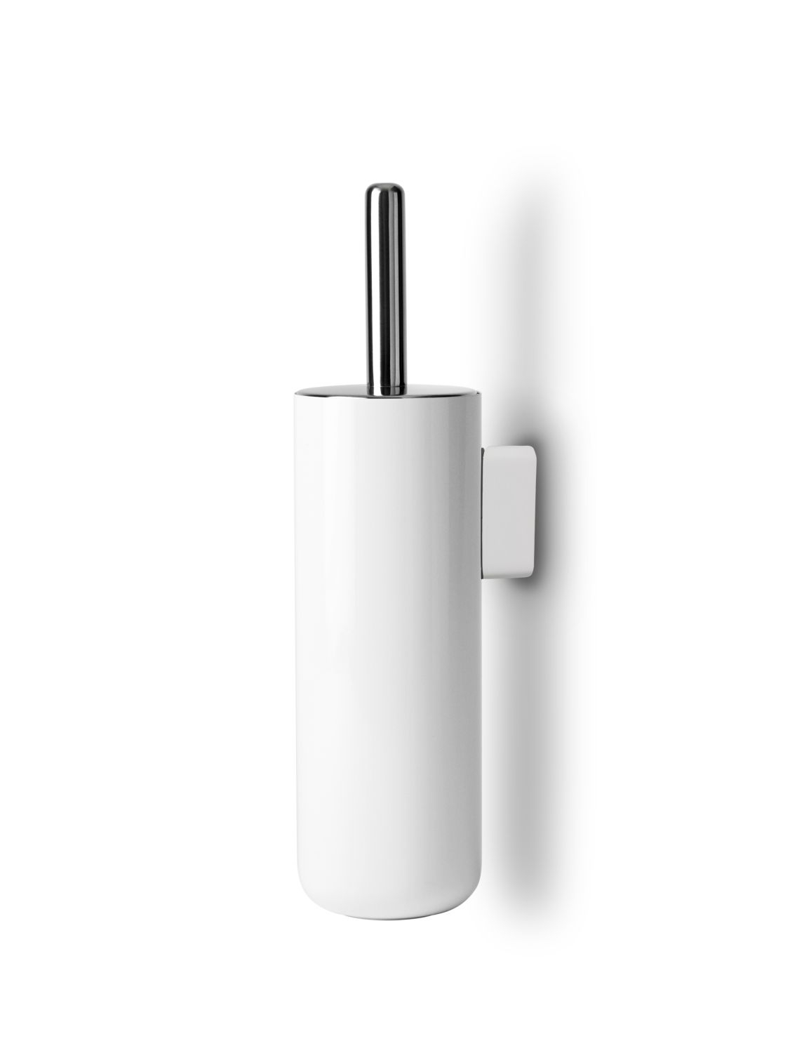 Brosse de toilette murale blanche en acier laqué Brosse de toilette murale blanche en acier laqué