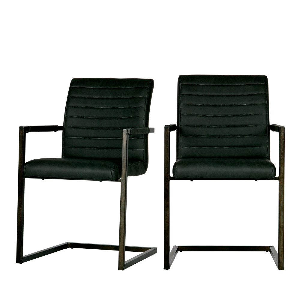 2 chaises avec accoudoirs simili gris anthracite (photo) 2 chaises avec accoudoirs simili gris anthracite