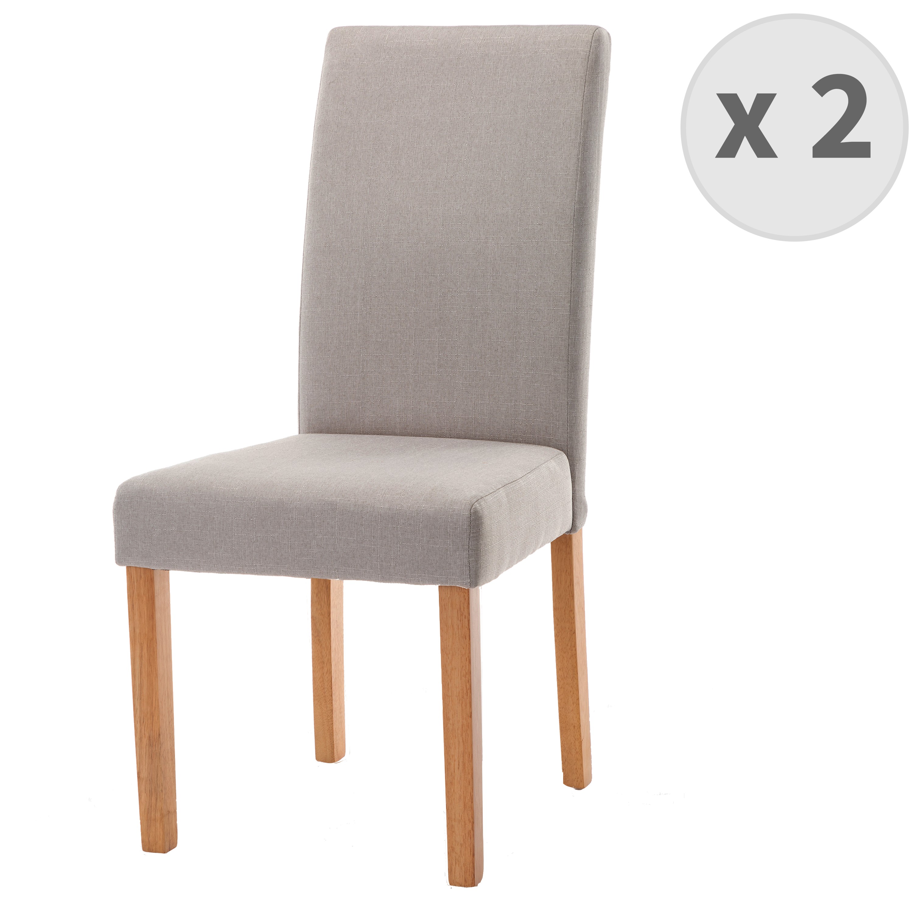 Chaise de salle à manger tissu couleur lin pieds bois (x2)