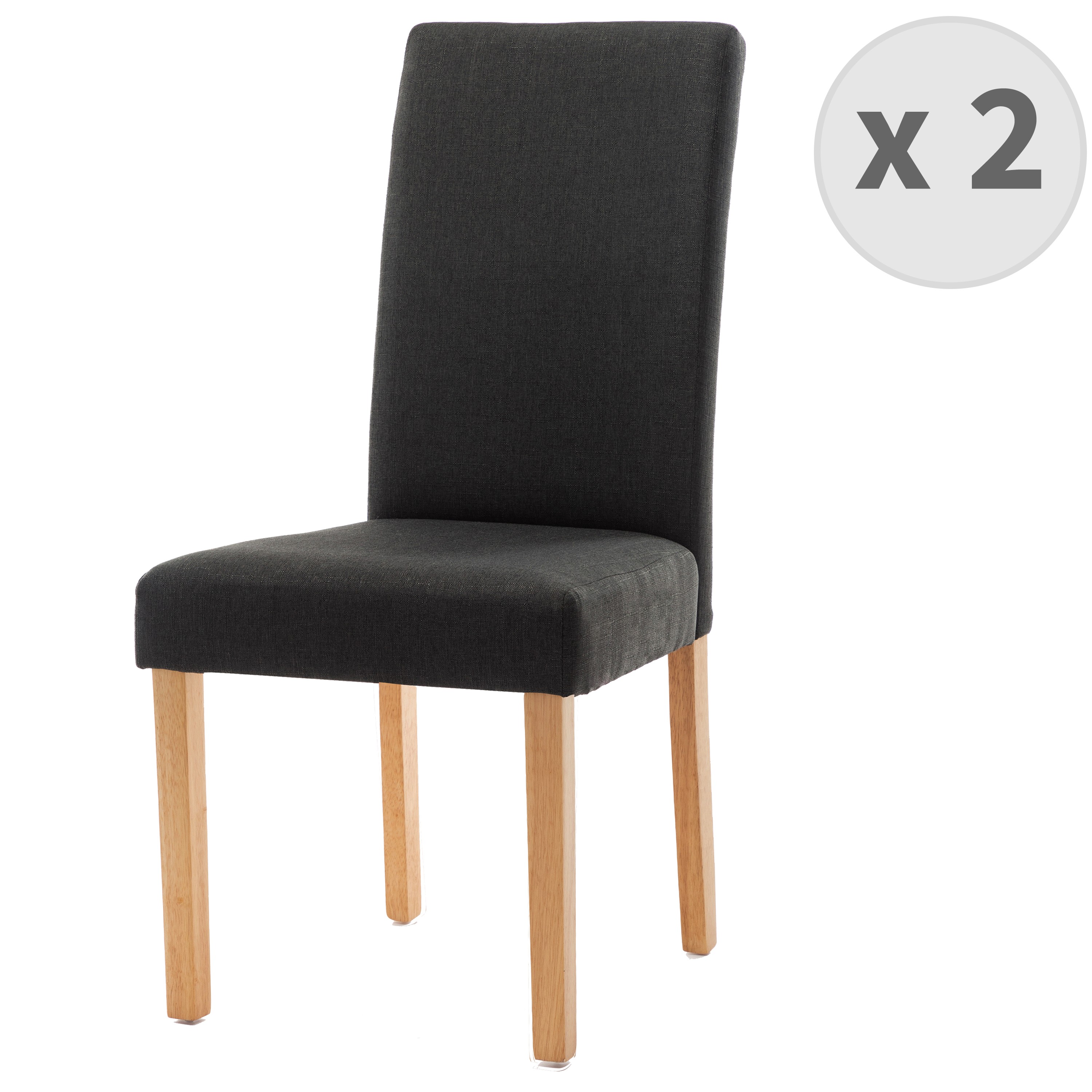 Chaise de salle à manger tissu anthracite pieds bois (x2)