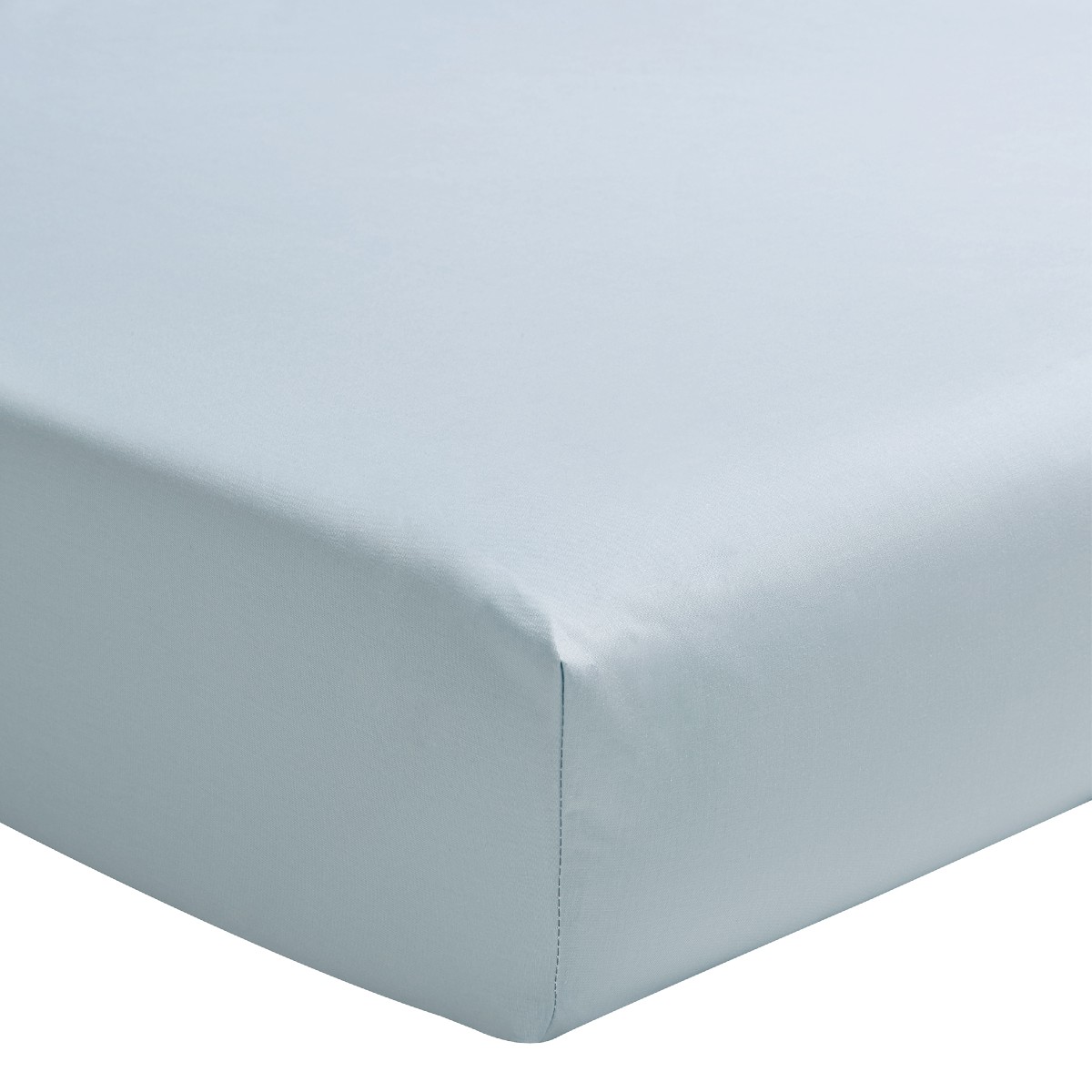 Drap housse uni en percale de coton bleu 2x80x200 (photo) Drap housse uni en percale de coton bleu 2x80x200