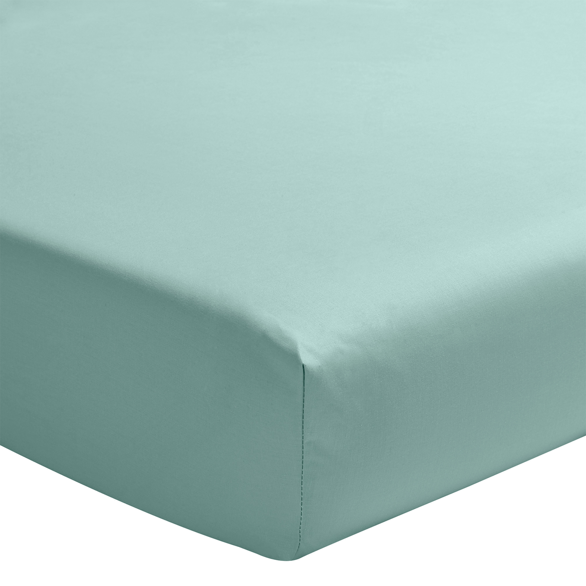 Drap housse uni en satin de coton vert 2x80x200 Drap housse uni en satin de coton vert 2x80x200