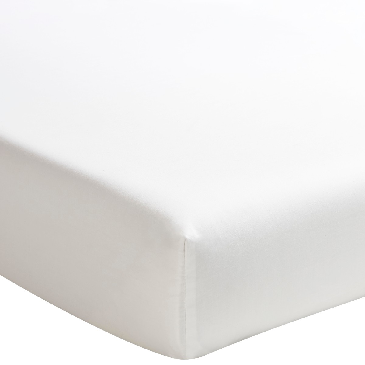 Drap housse uni en percale de coton meringue 2x90x200