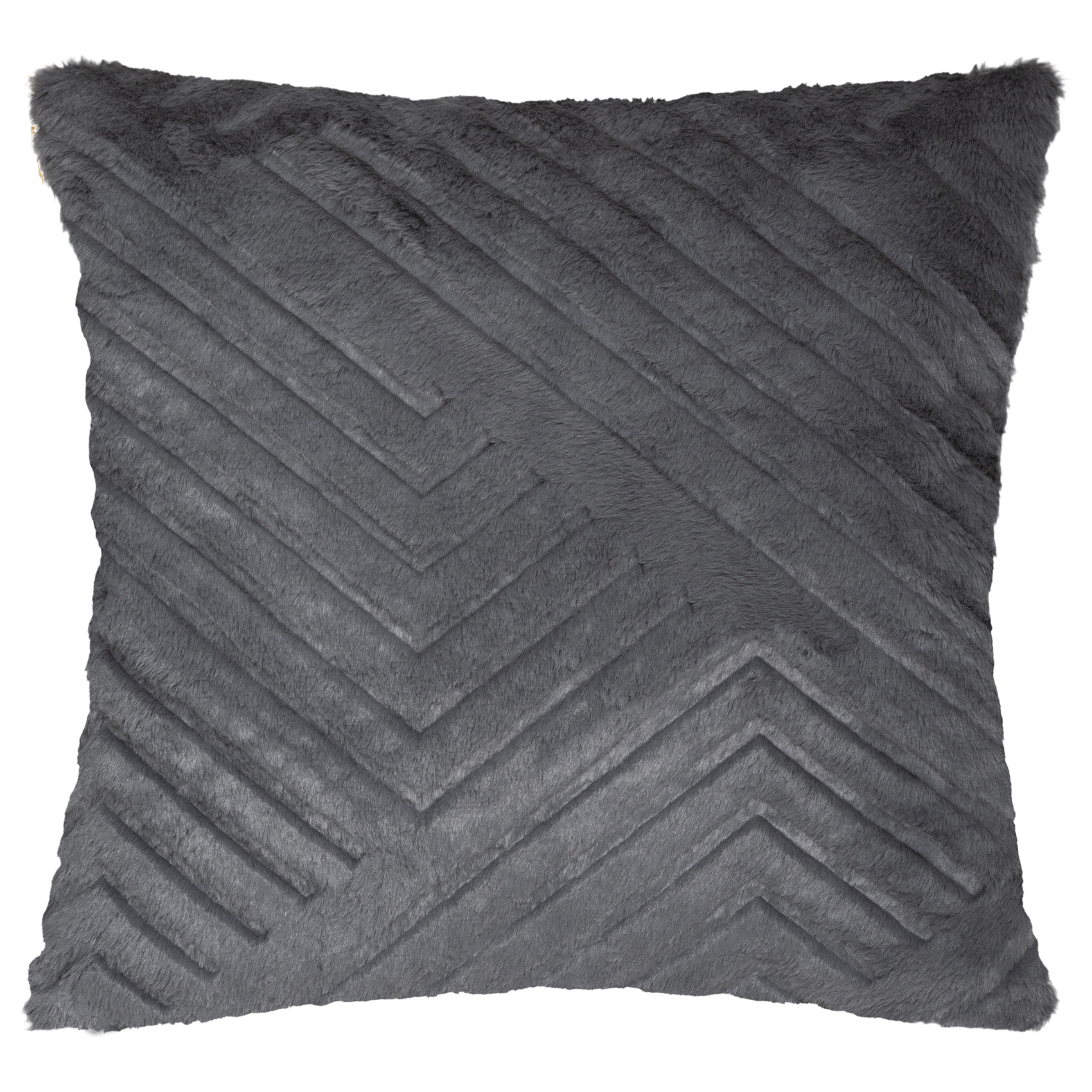 Coussin déhoussable effet fourrure polyester gris 45x45