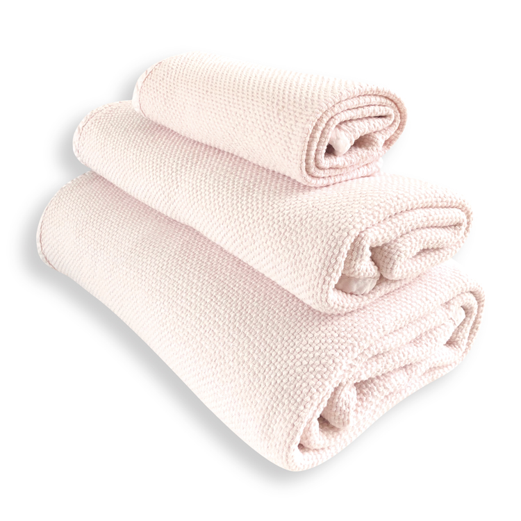 Serviette de bain coton lavé rose nude 90X160