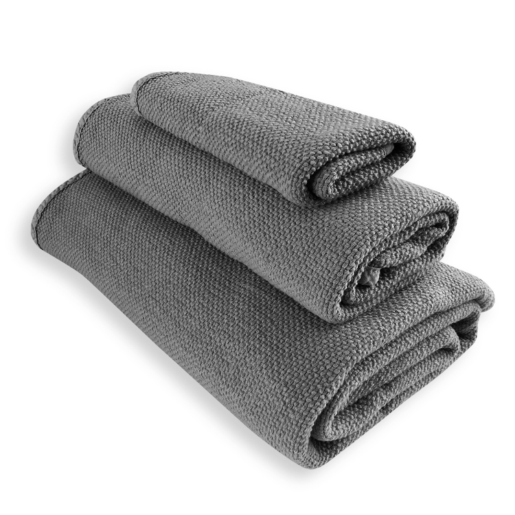 Serviette de bain coton lavé gris anthracite 90X160 Serviette de bain coton lavé gris anthracite 90X160